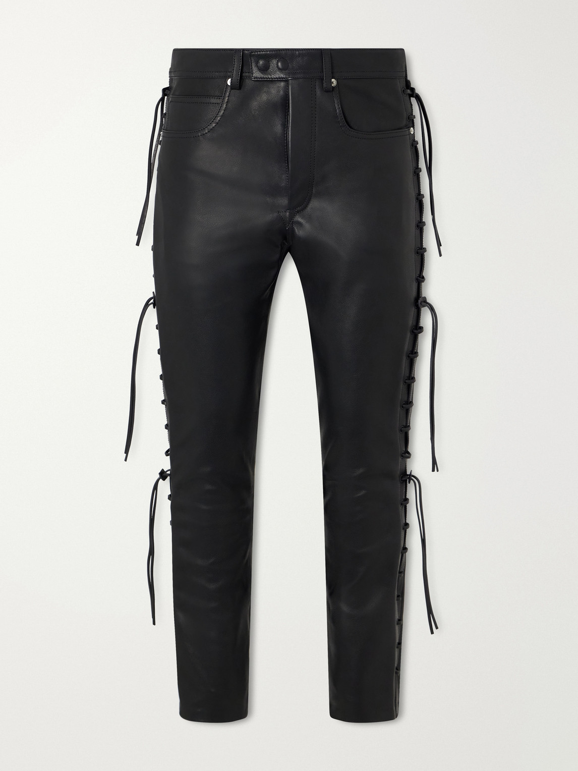 Straight-Leg Full-Grain Leather Trousers