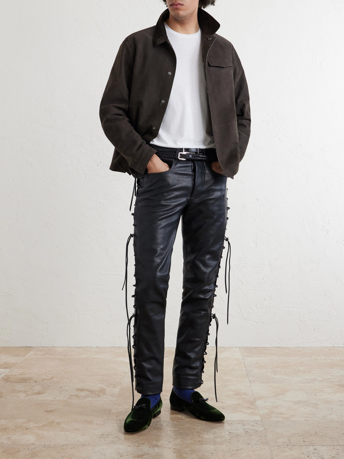 Straight-Leg Full-Grain Leather Trousers