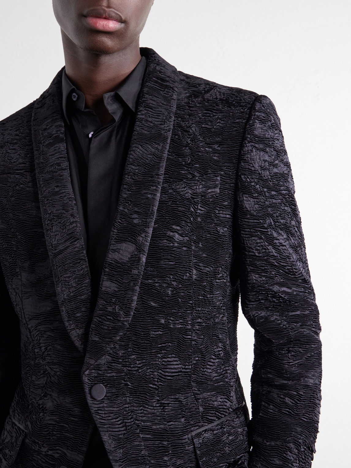 Astracan Plissé Silk Tuxedo Jacket