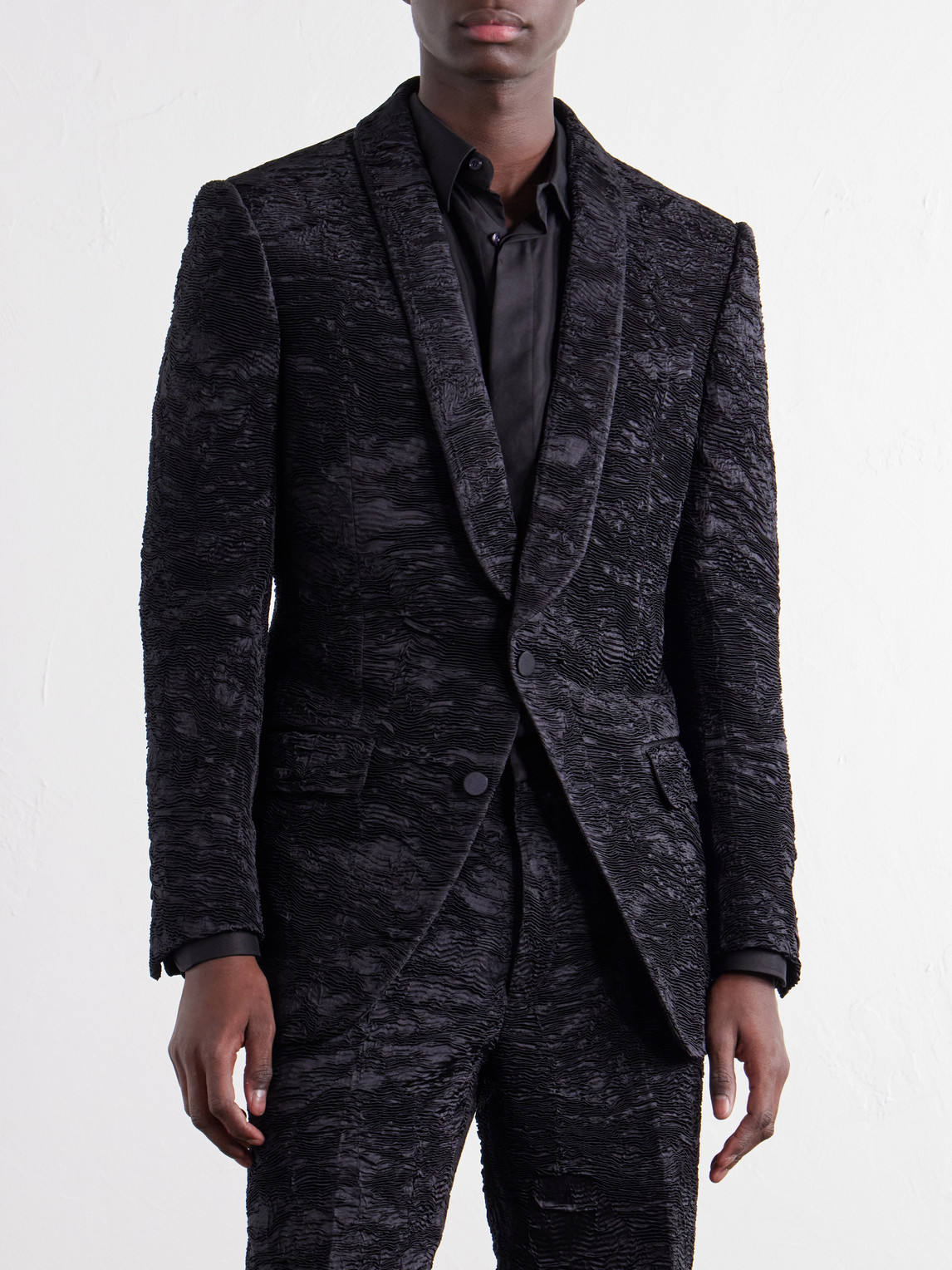 Astracan Plissé Silk Tuxedo Jacket