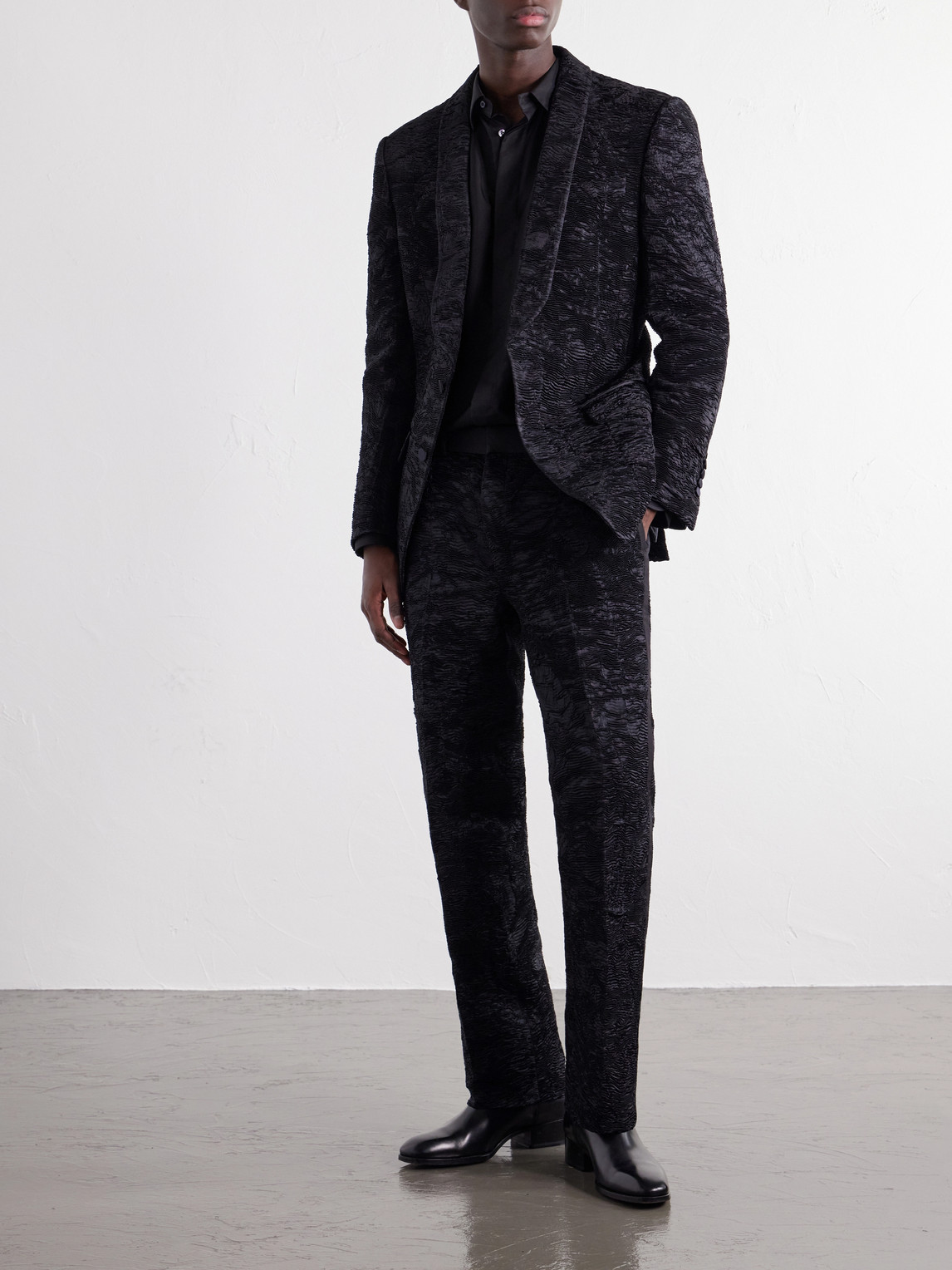 Astracan Plissé Silk Tuxedo Jacket