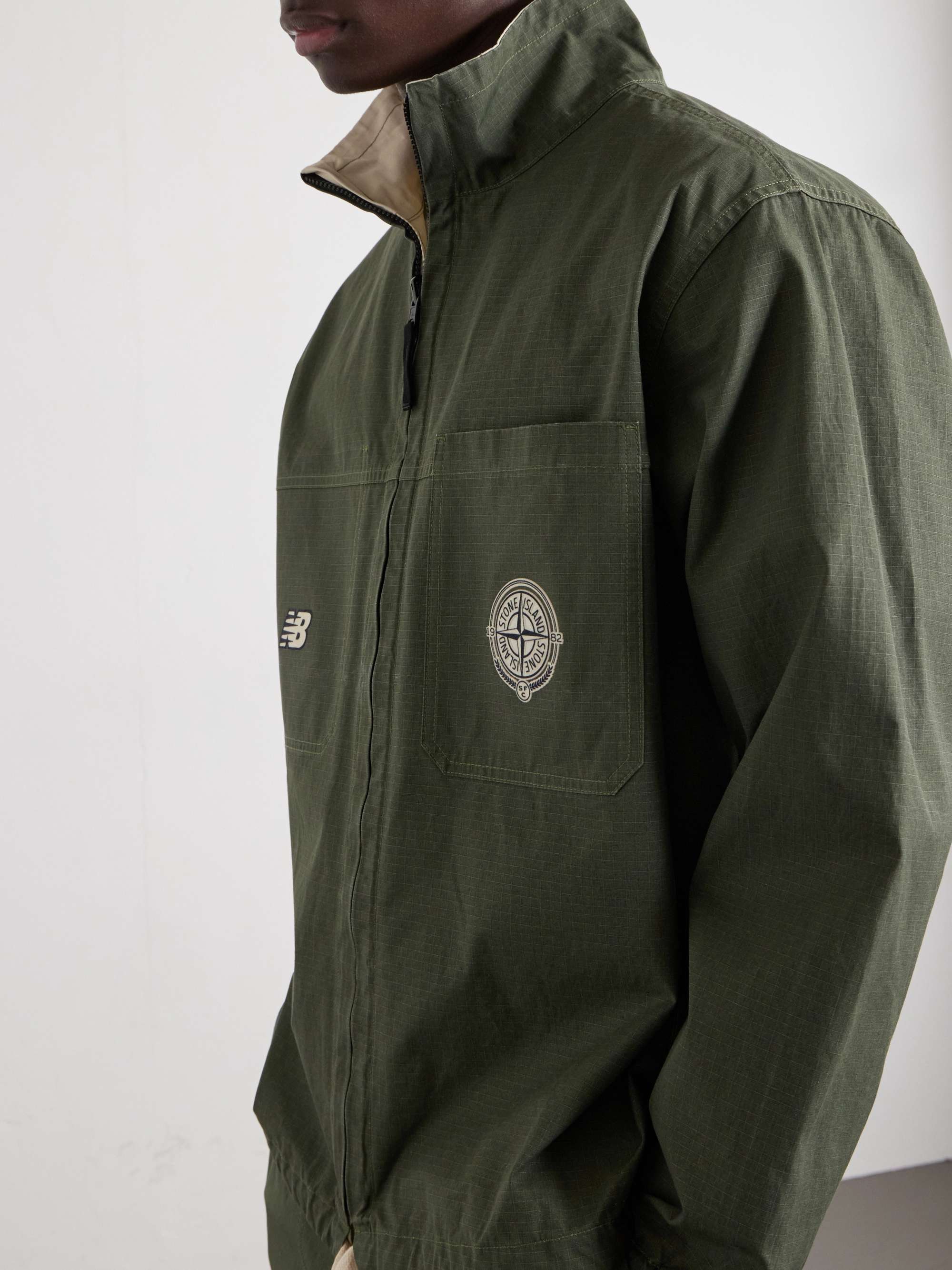 STONE ISLAND + New Balance Reversible Logo-Print Cotton Blouson