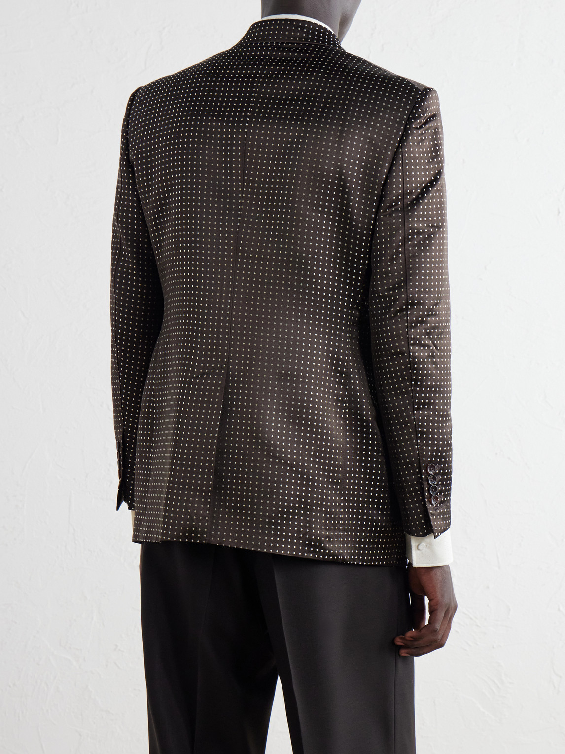 Double-Breasted Polka-Dot Silk-Satin Tuxedo Jacket