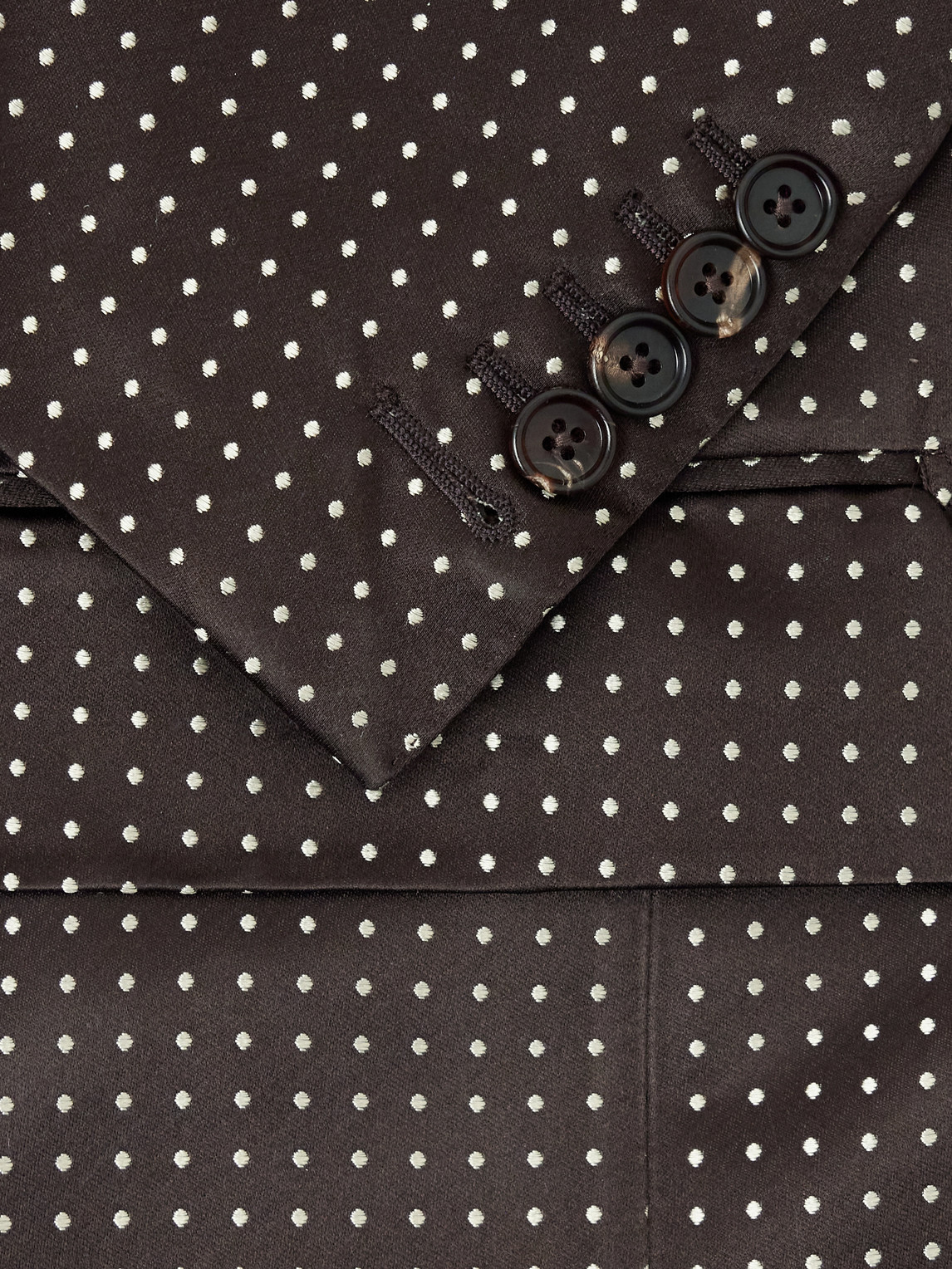 Double-Breasted Polka-Dot Silk-Satin Tuxedo Jacket