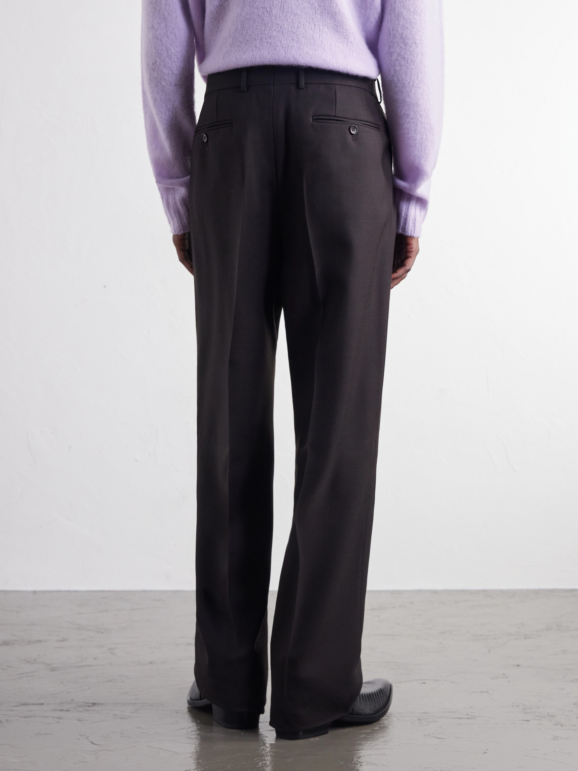 Straight-Leg Pleated Woven Wool Tuxedo Trousers