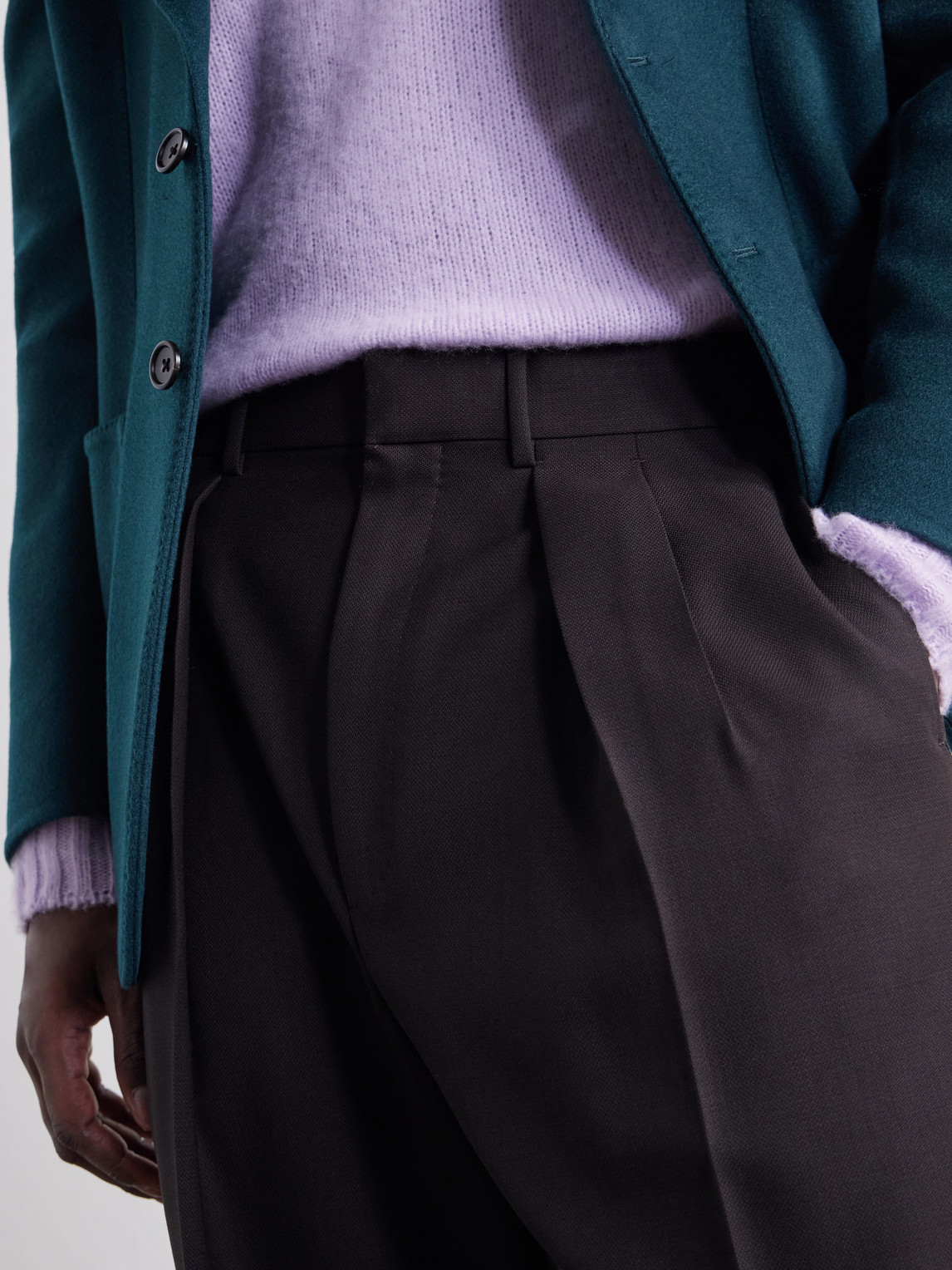 Straight-Leg Pleated Woven Wool Tuxedo Trousers