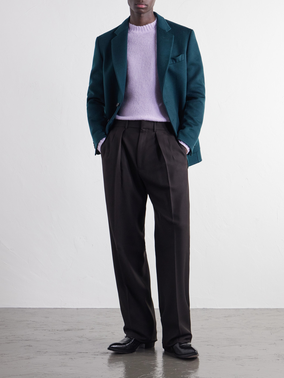 Straight-Leg Pleated Woven Wool Tuxedo Trousers