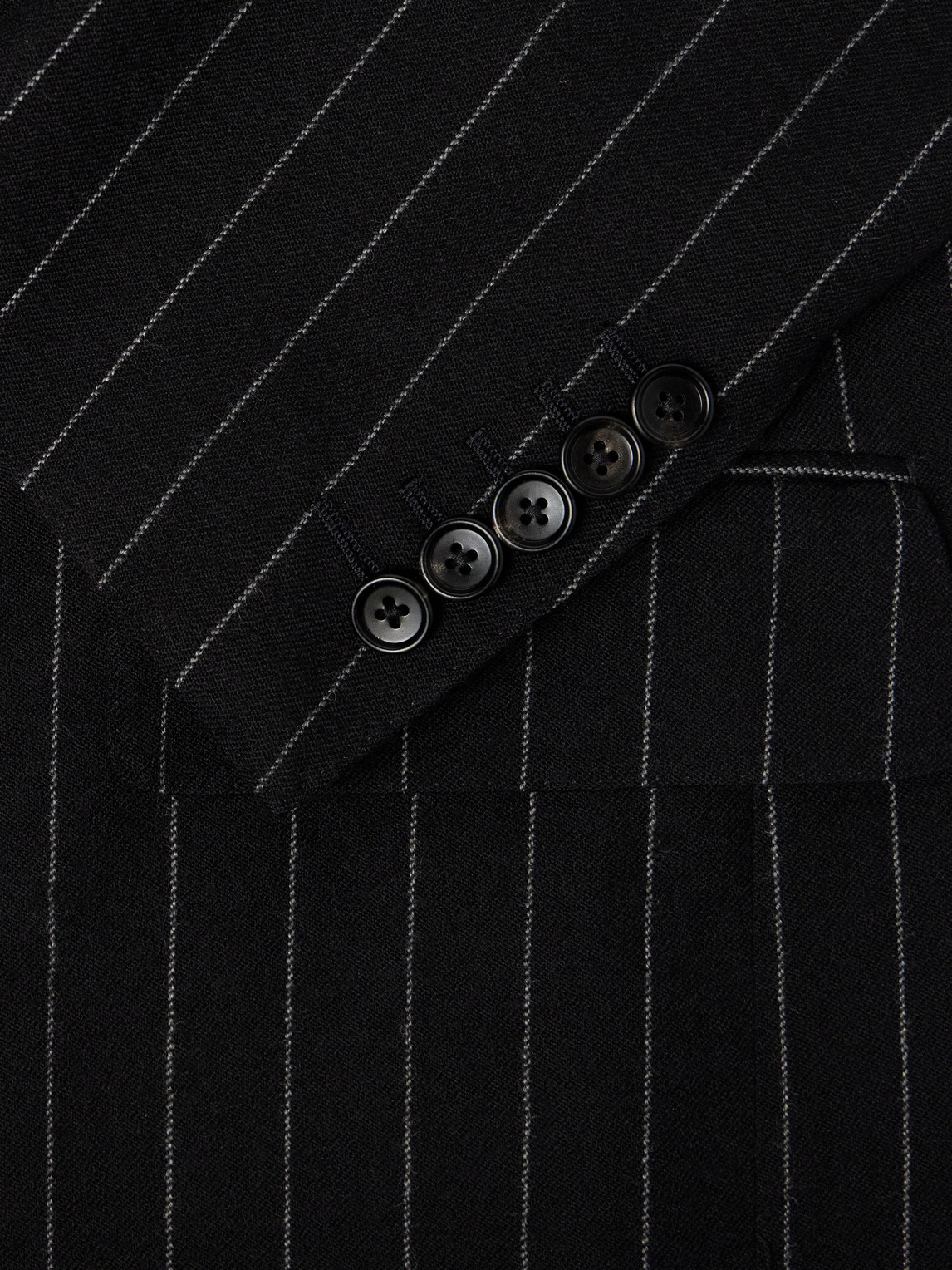 Double-Breasted Pinstriped Wool-Twill Suit Jacket
