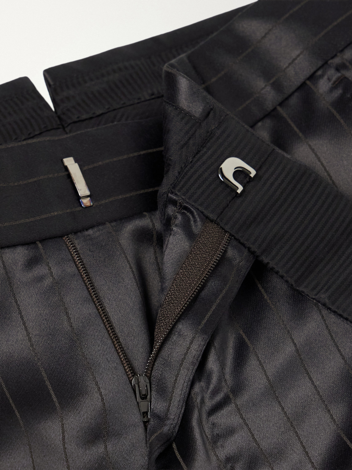 Straight-Leg Pinstriped Satin Suit Trousers