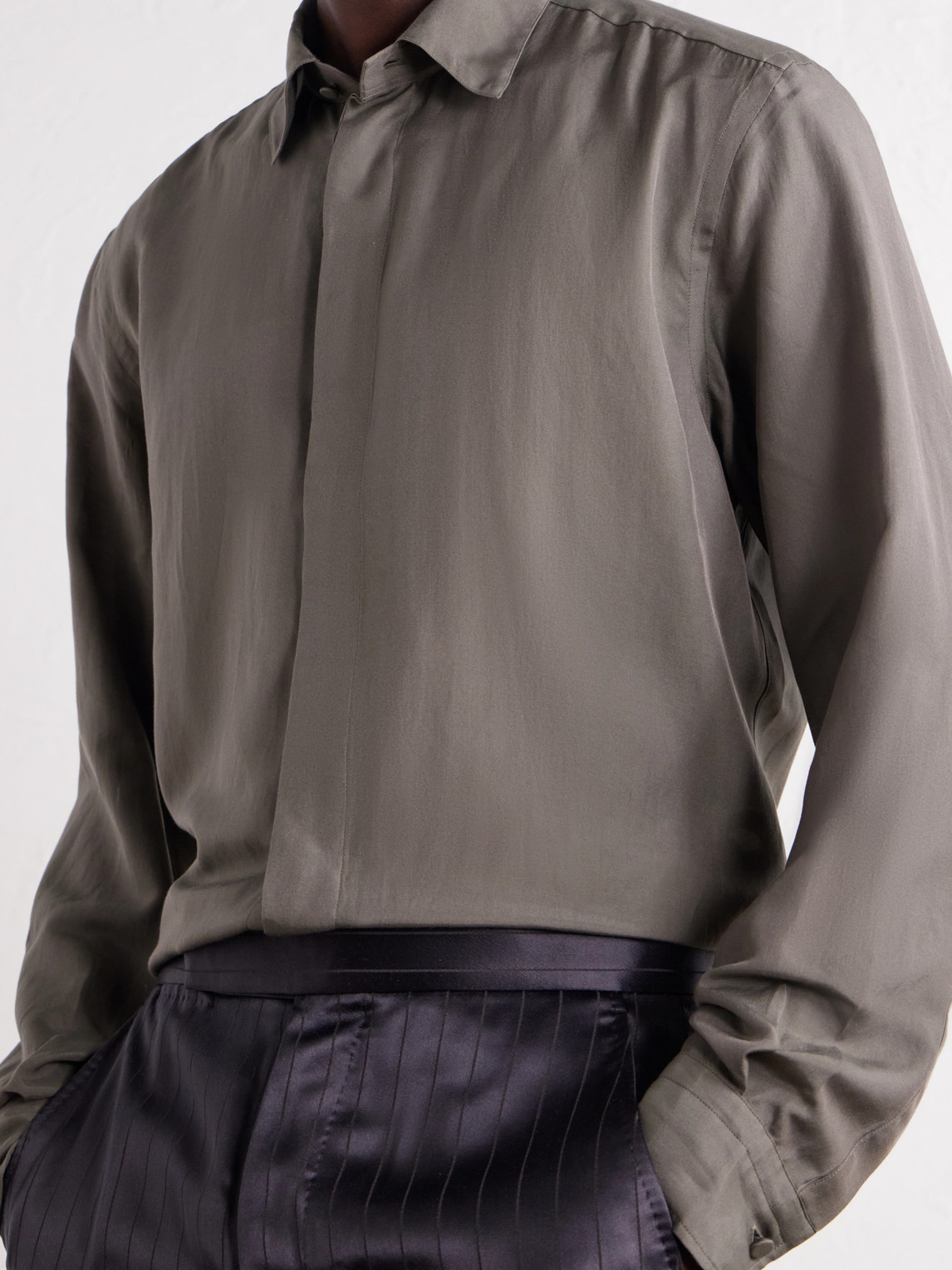 Cotton And Silk-Blend Twill Shirt