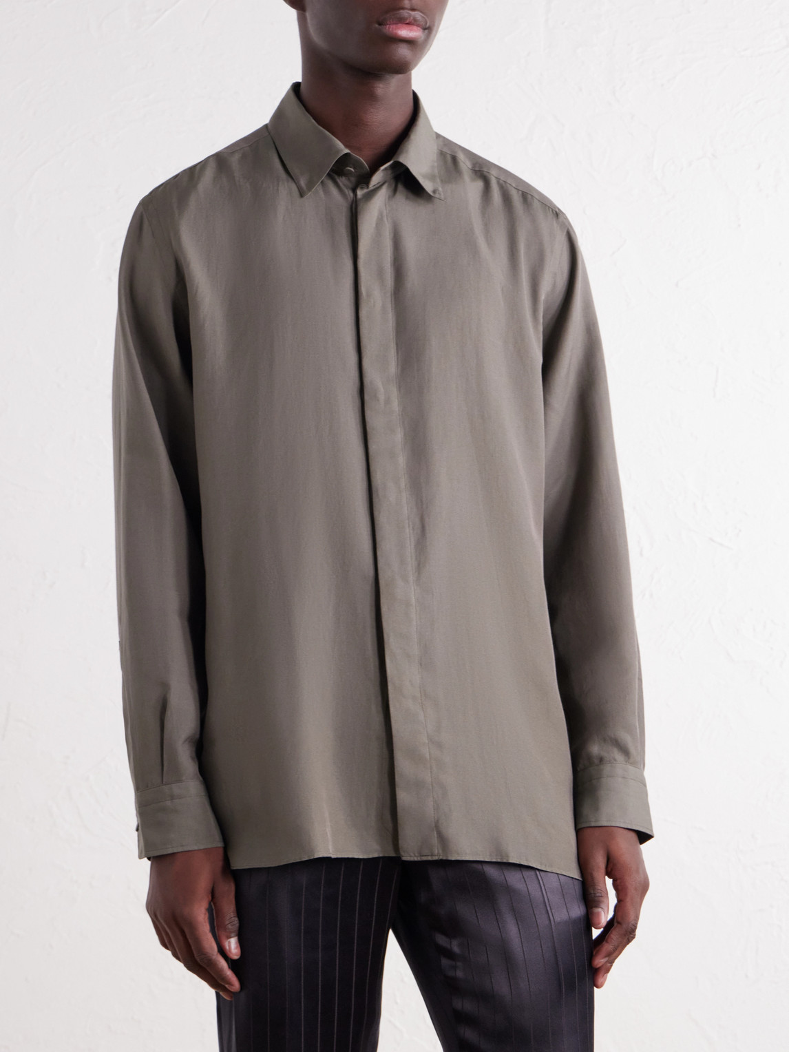 Cotton And Silk-Blend Twill Shirt