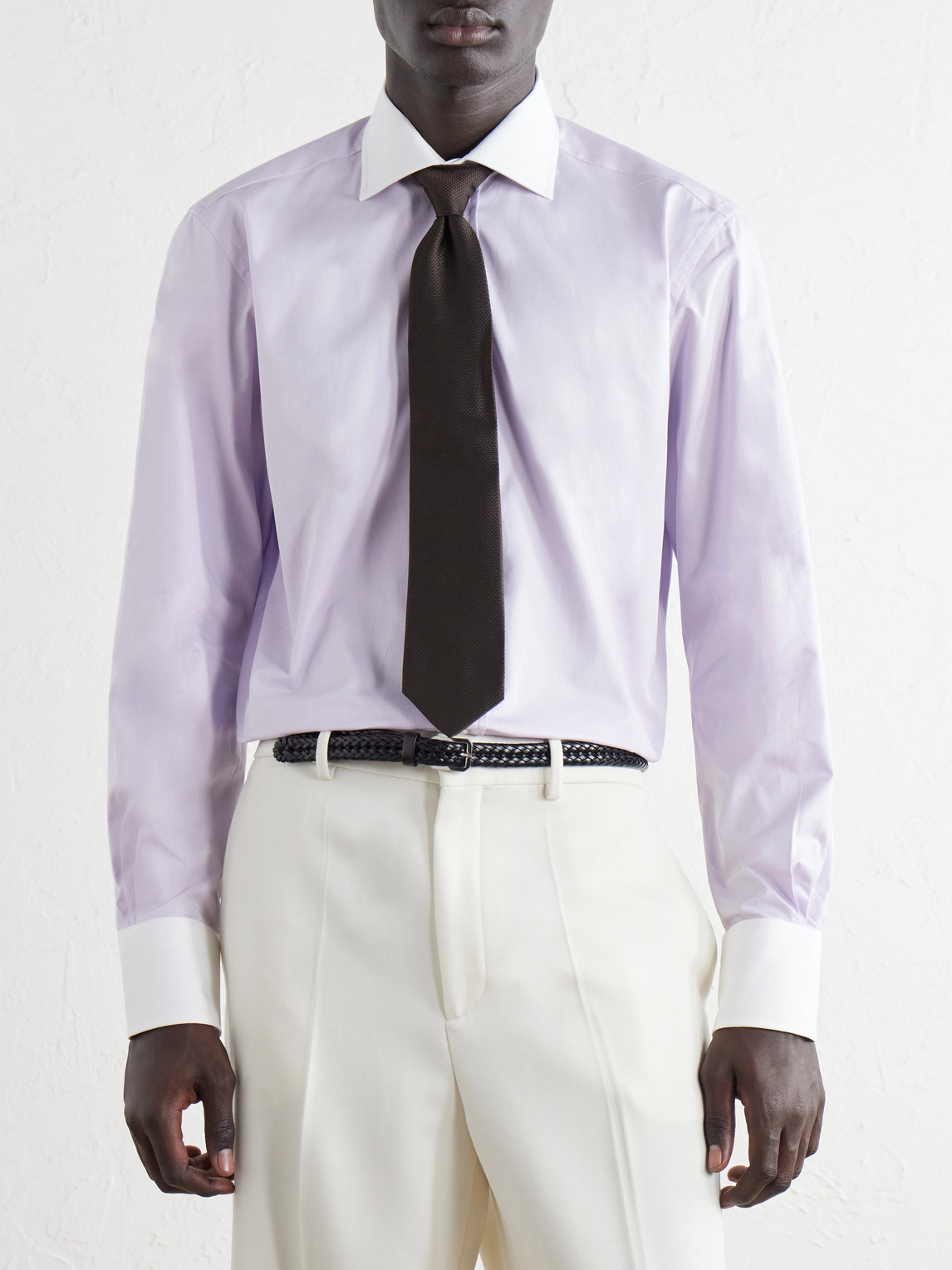 Spread-Collar Cotton-Gabardine Shirt
