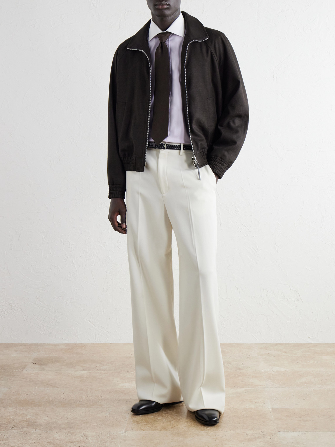 Spread-Collar Cotton-Gabardine Shirt
