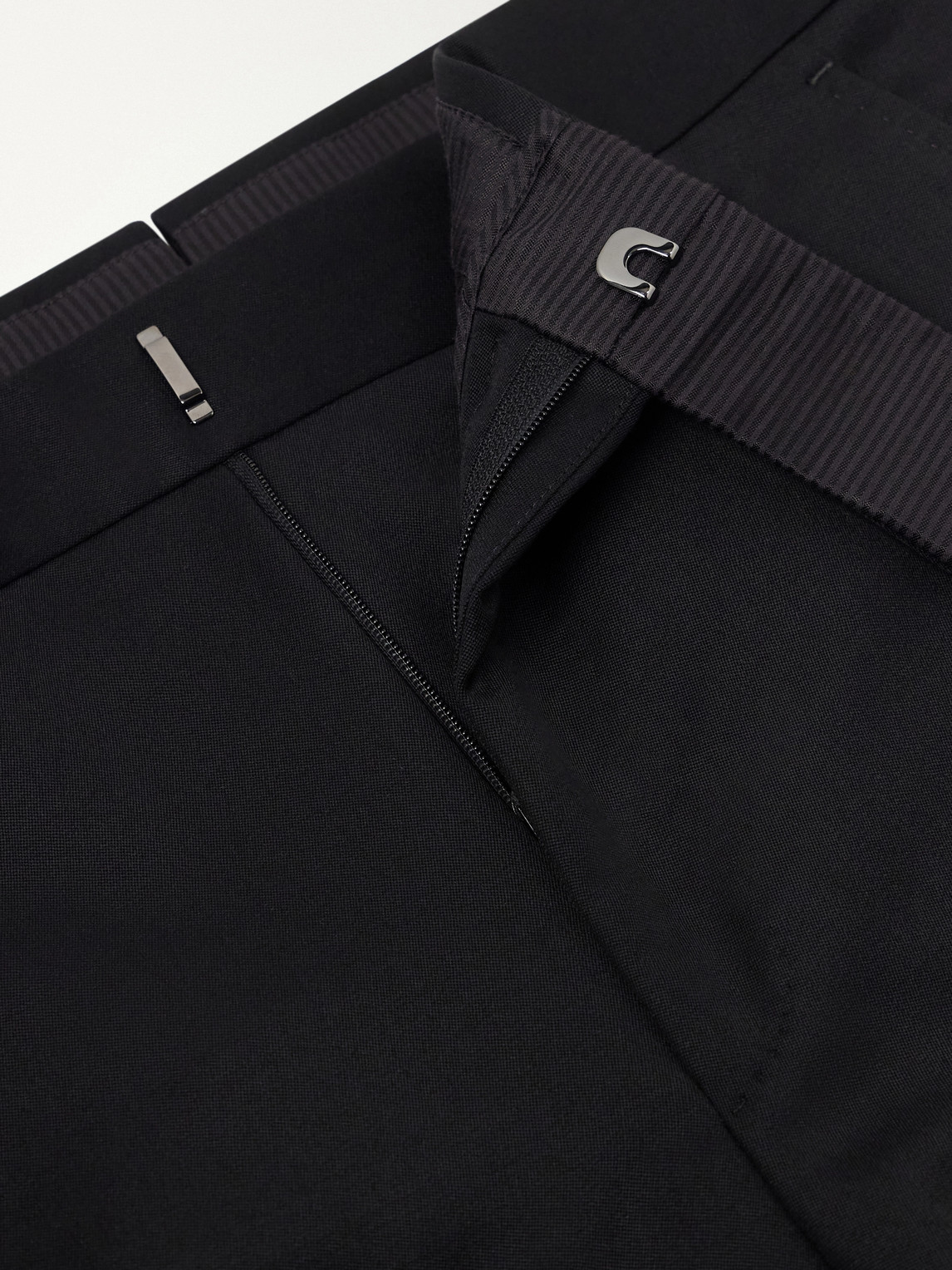Wool-Blend Grain De Poudre Straight-Leg Trousers