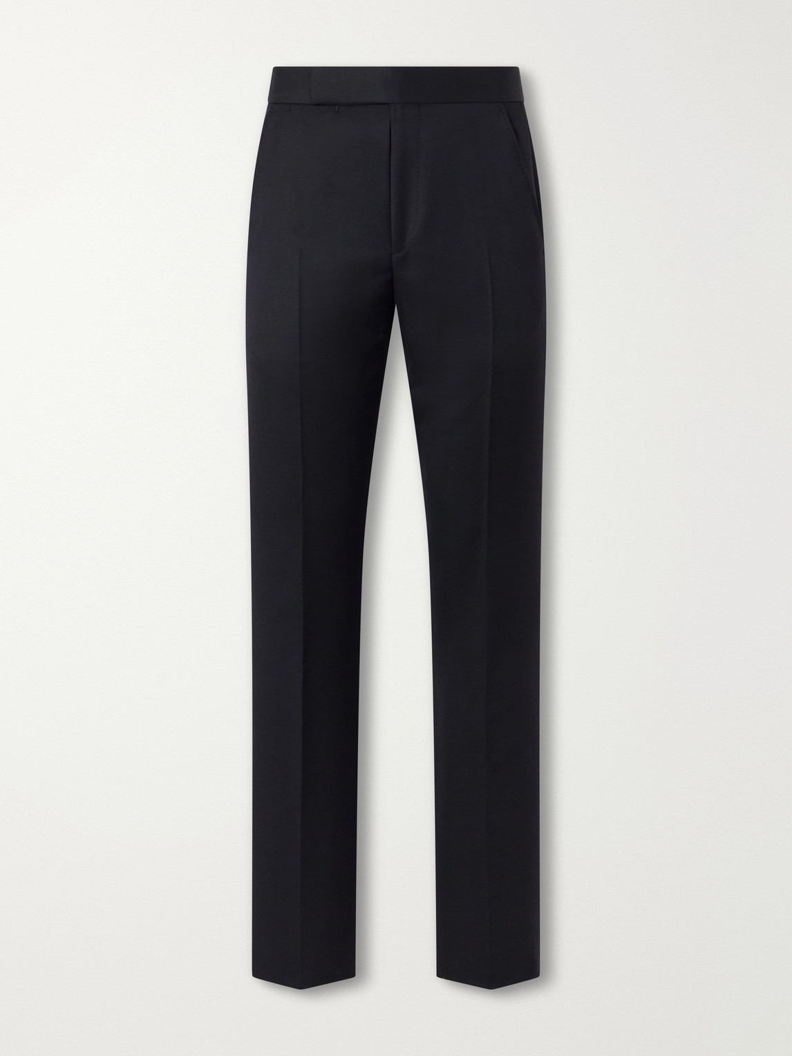 Wool-Blend Grain De Poudre Straight-Leg Trousers