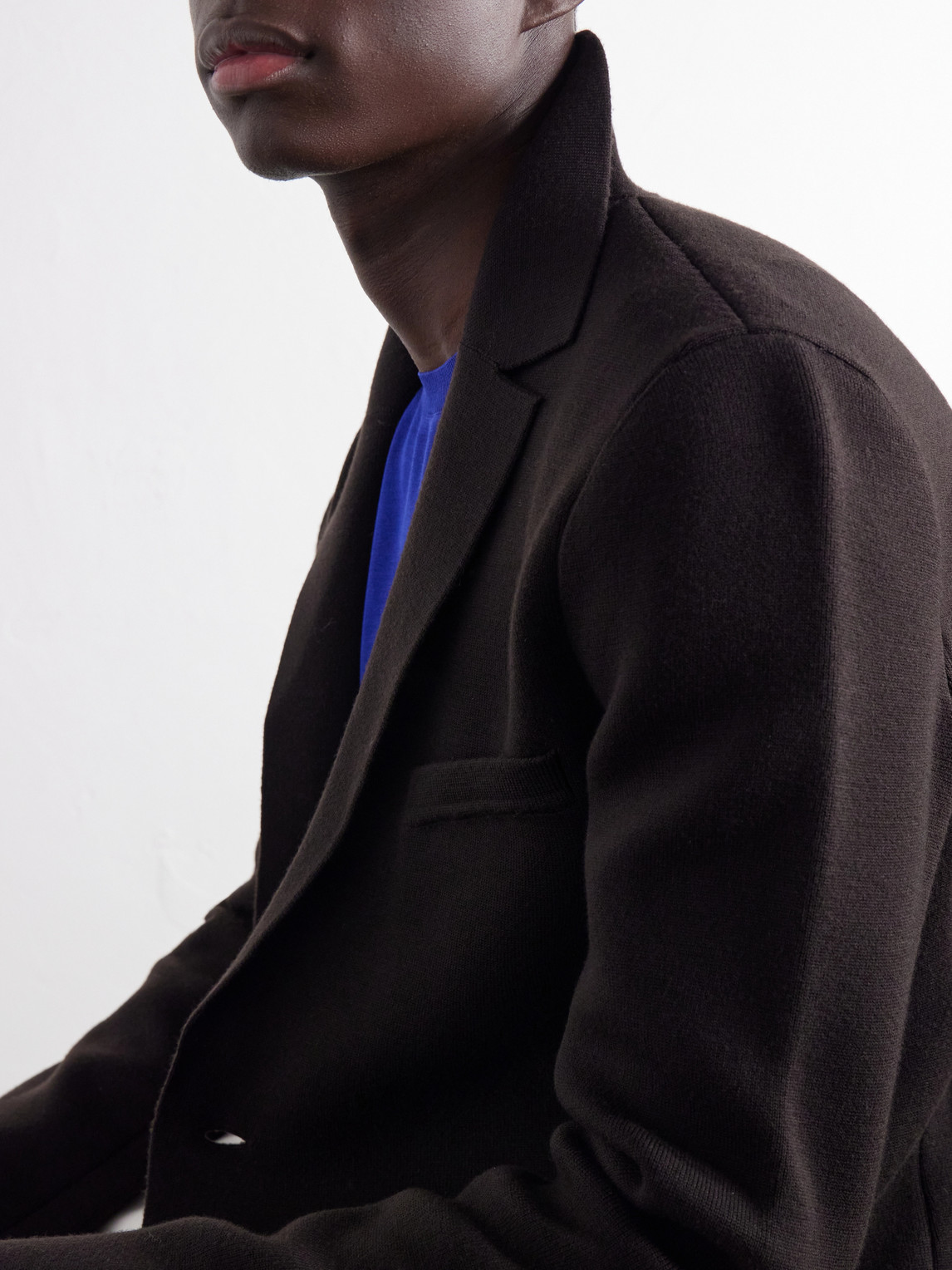 Knitted Wool-Blend Blazer