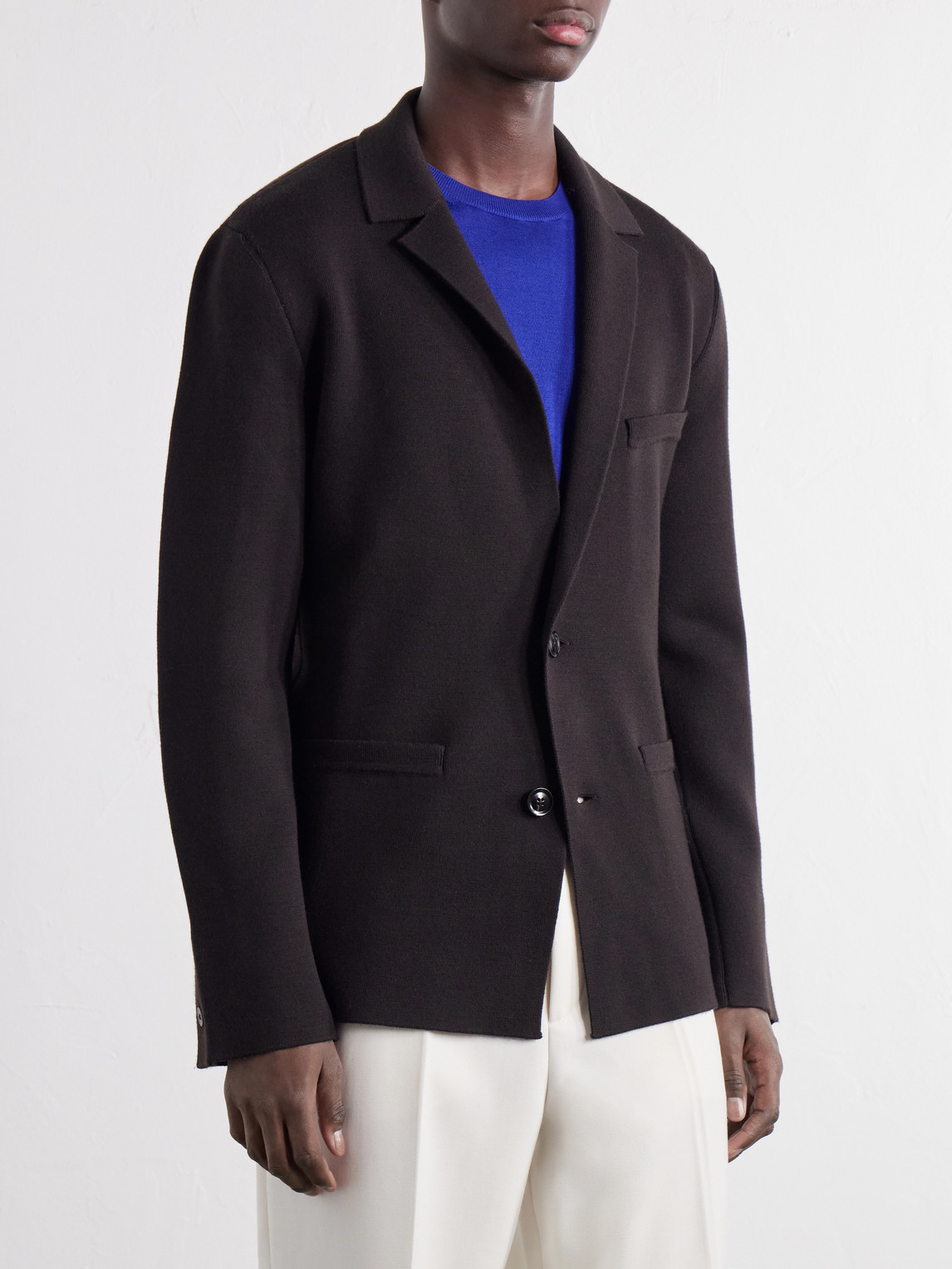 Knitted Wool-Blend Blazer