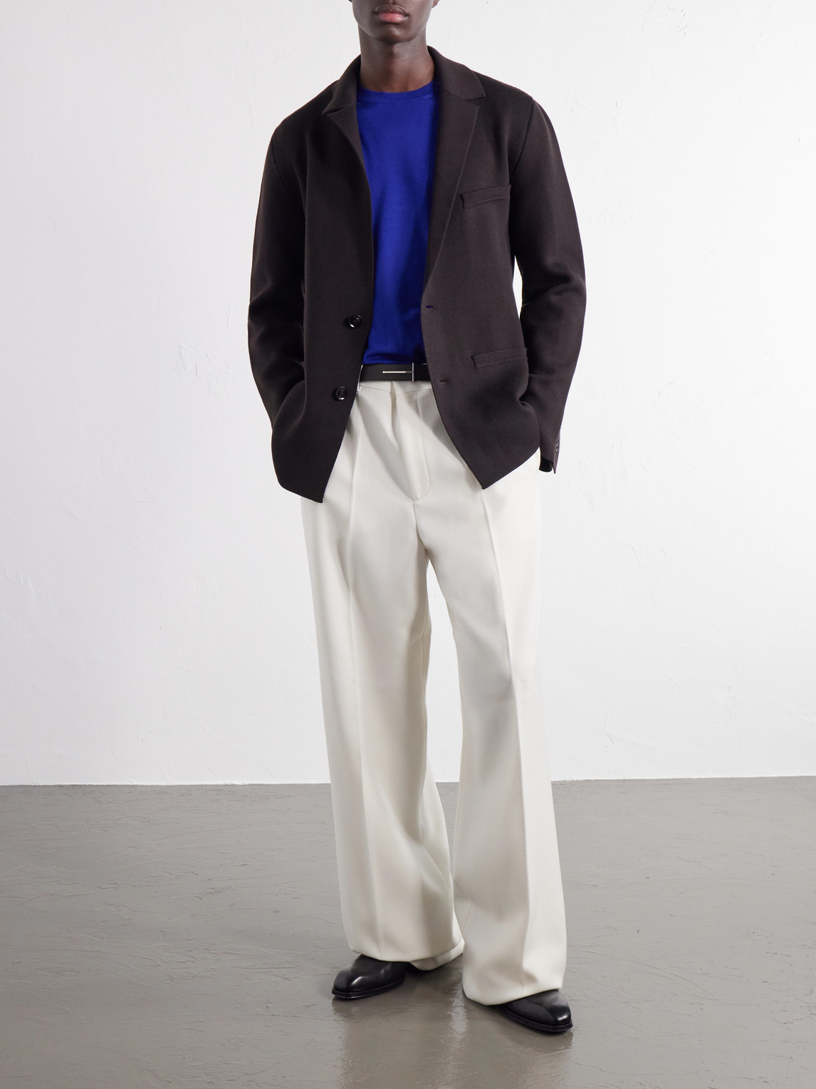 Knitted Wool-Blend Blazer