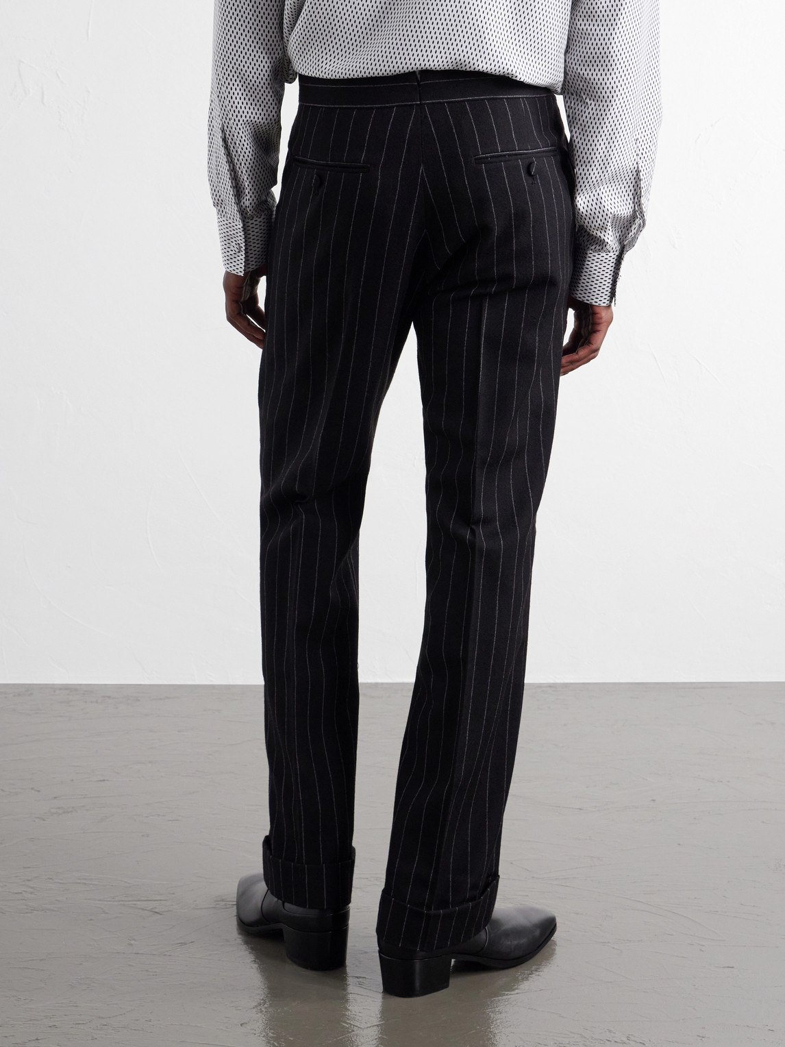 Straight-Leg Pinstriped Wool-Twill Suit Trousers