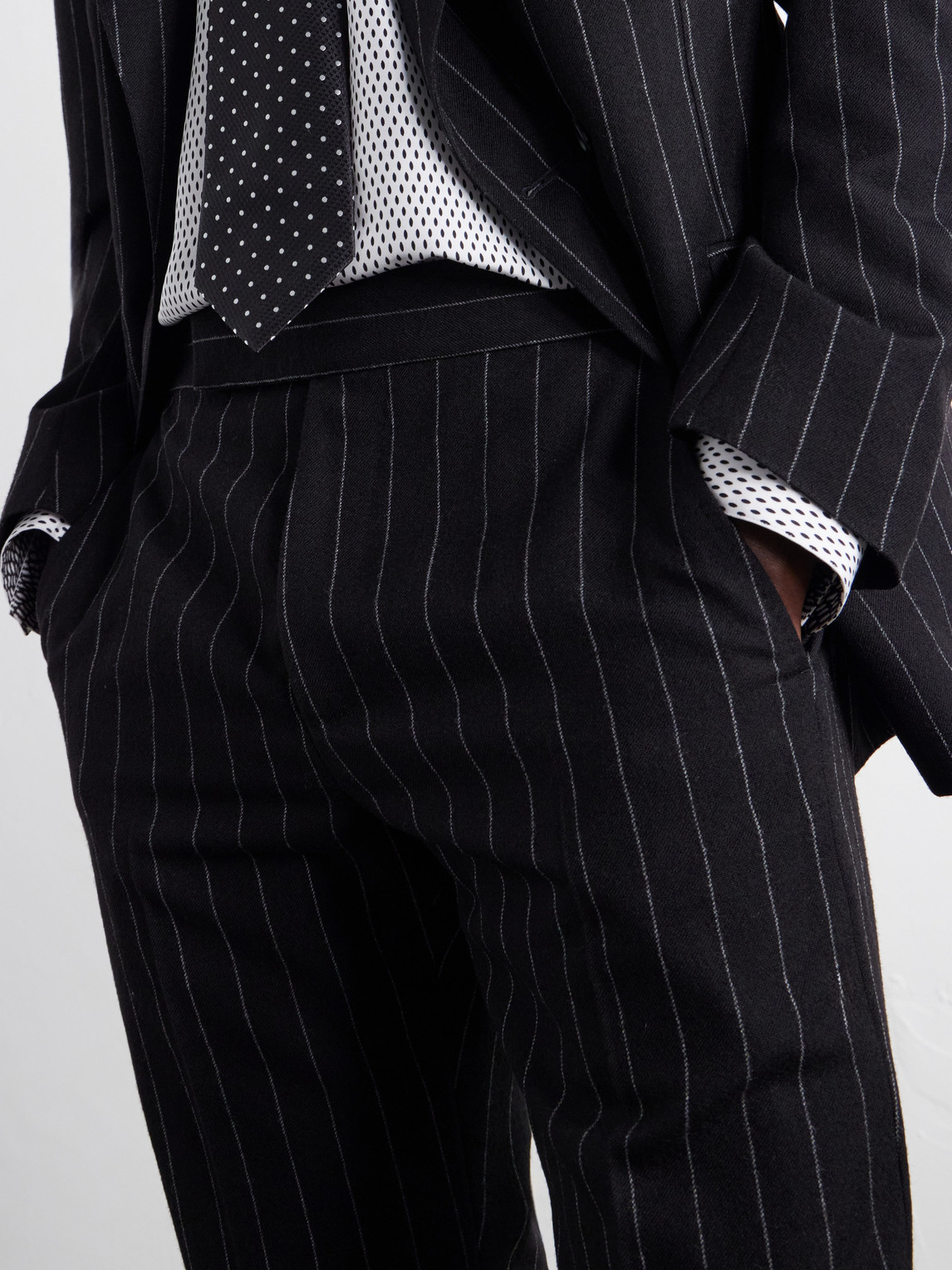 Straight-Leg Pinstriped Wool-Twill Suit Trousers