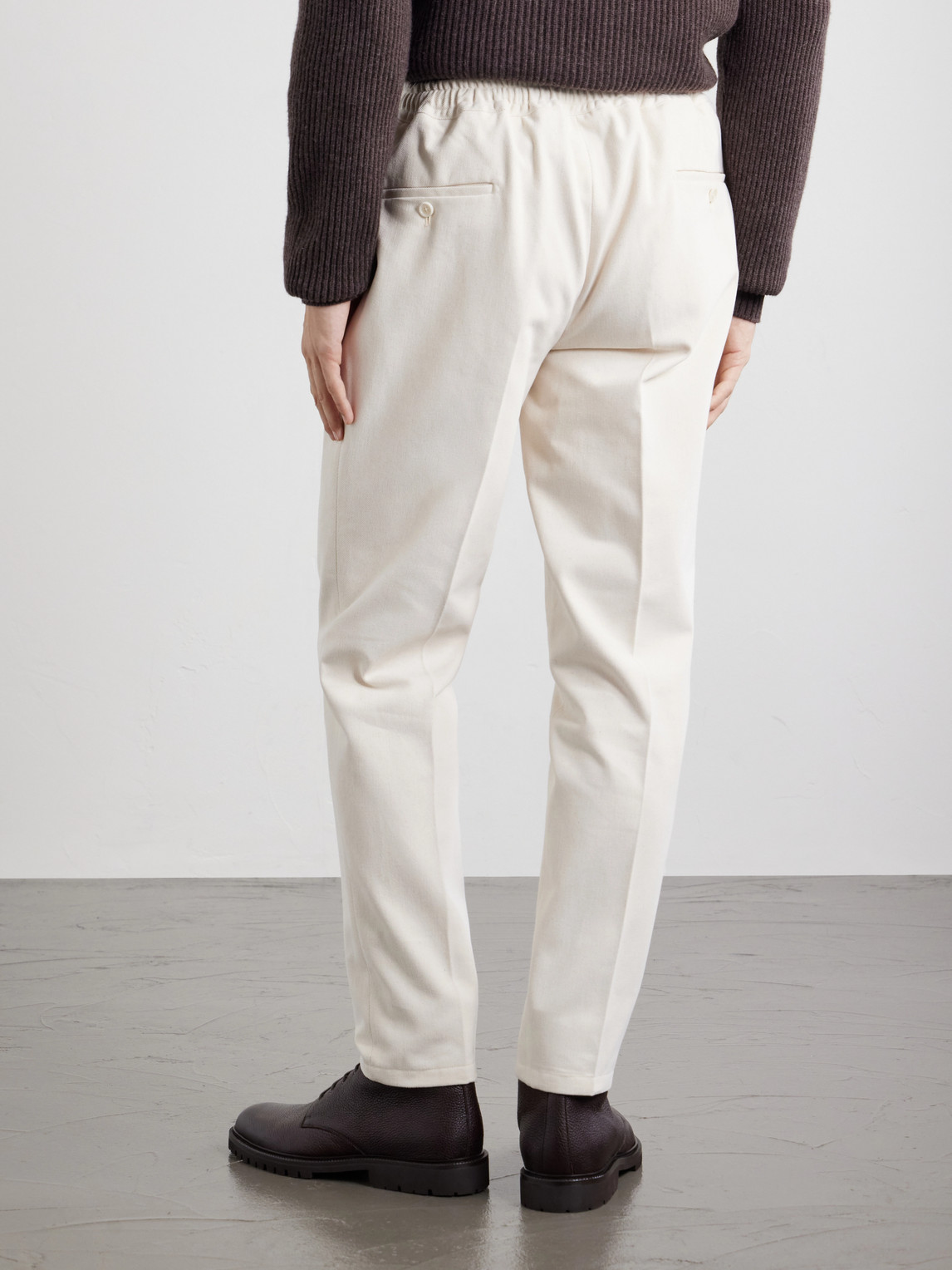 Straight-Leg Pleated Cotton-Twill Trousers