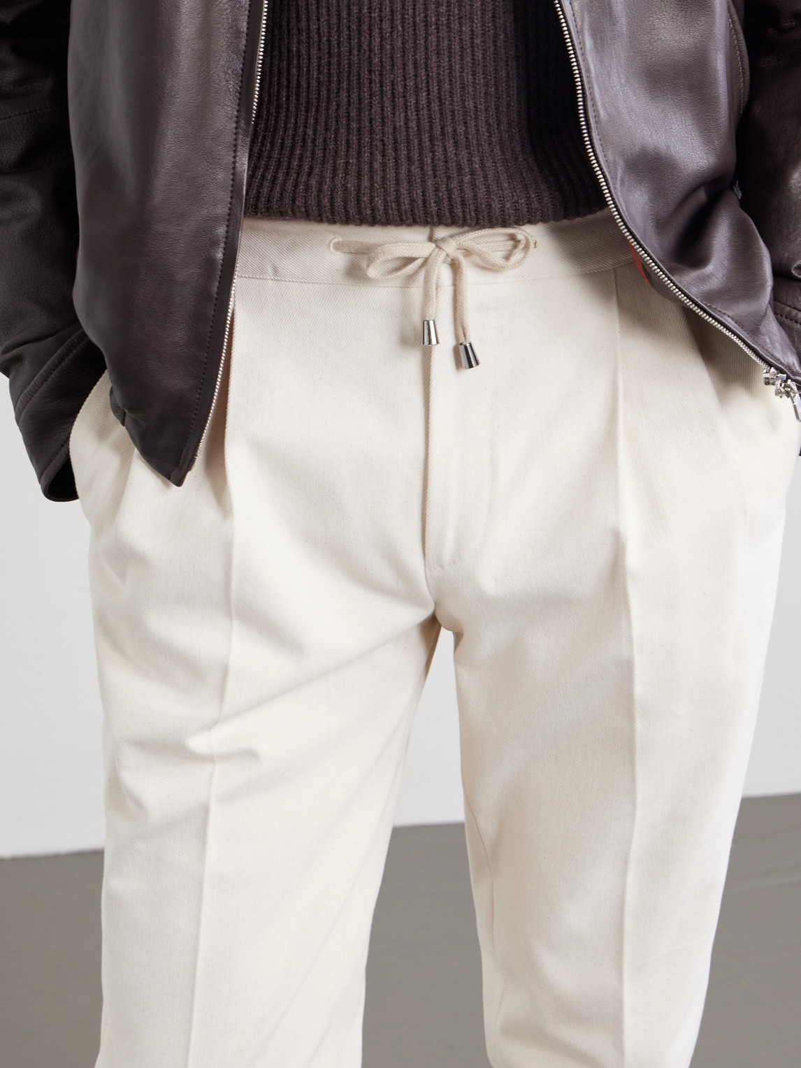 Straight-Leg Pleated Cotton-Twill Trousers