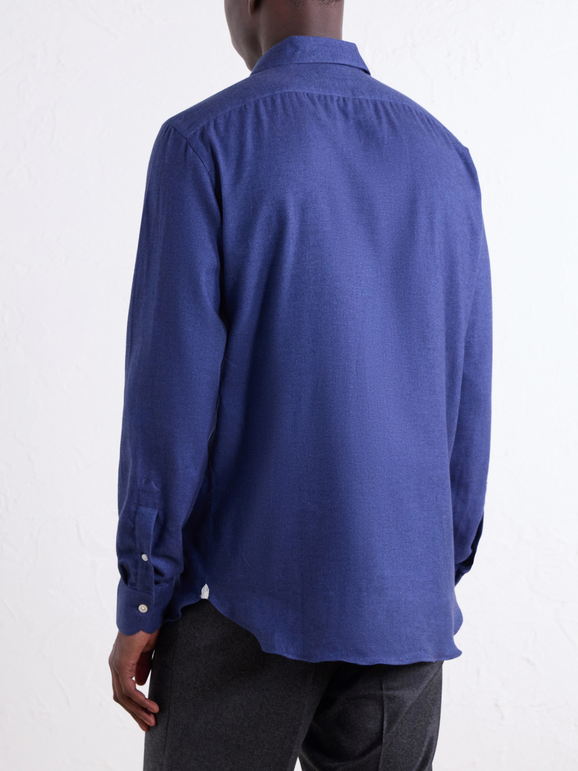 Cutaway-Collar Brushed Cotton-Twill Shirt