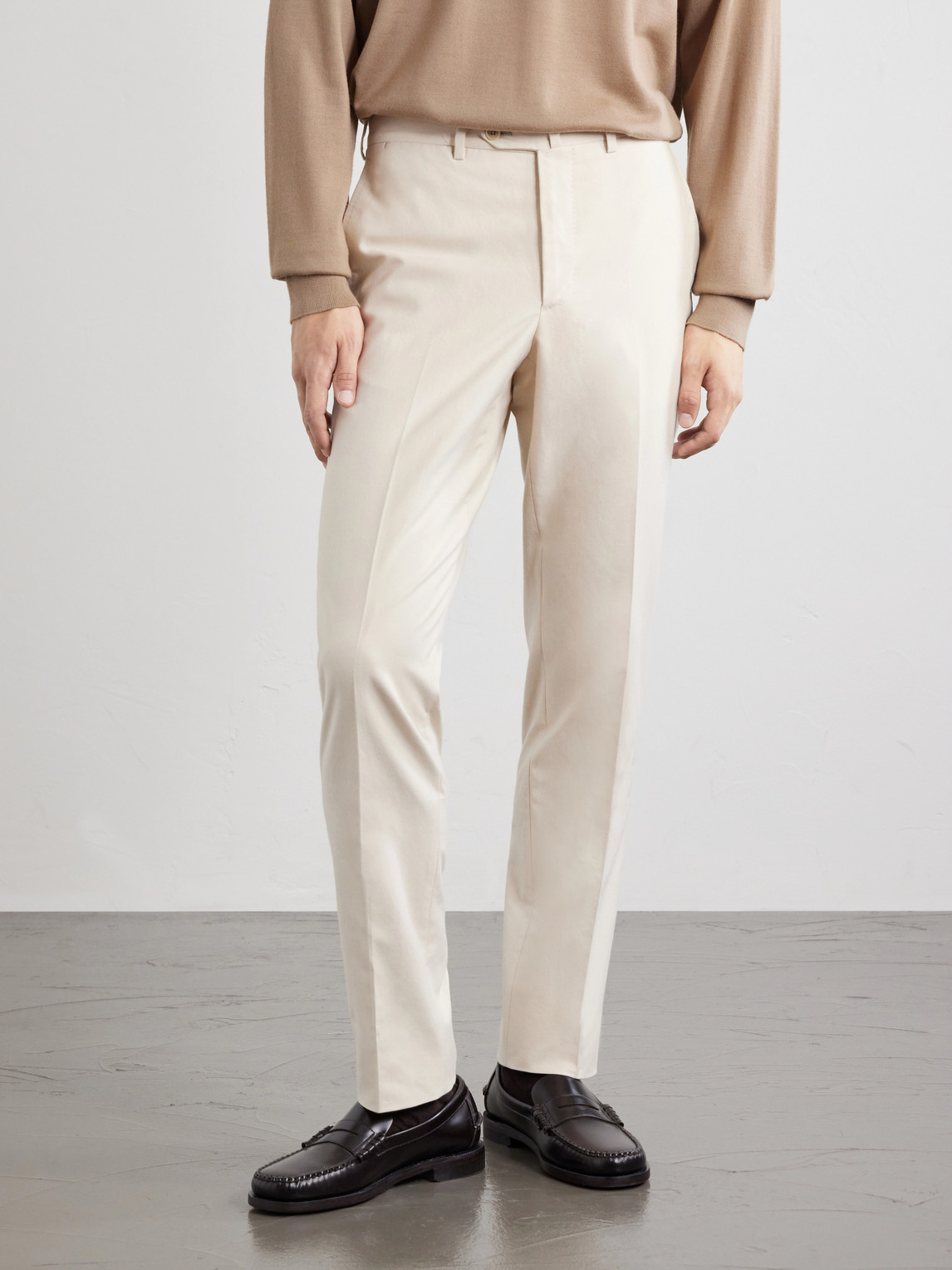 Tapered Cotton And Silk-Blend Twill Trousers