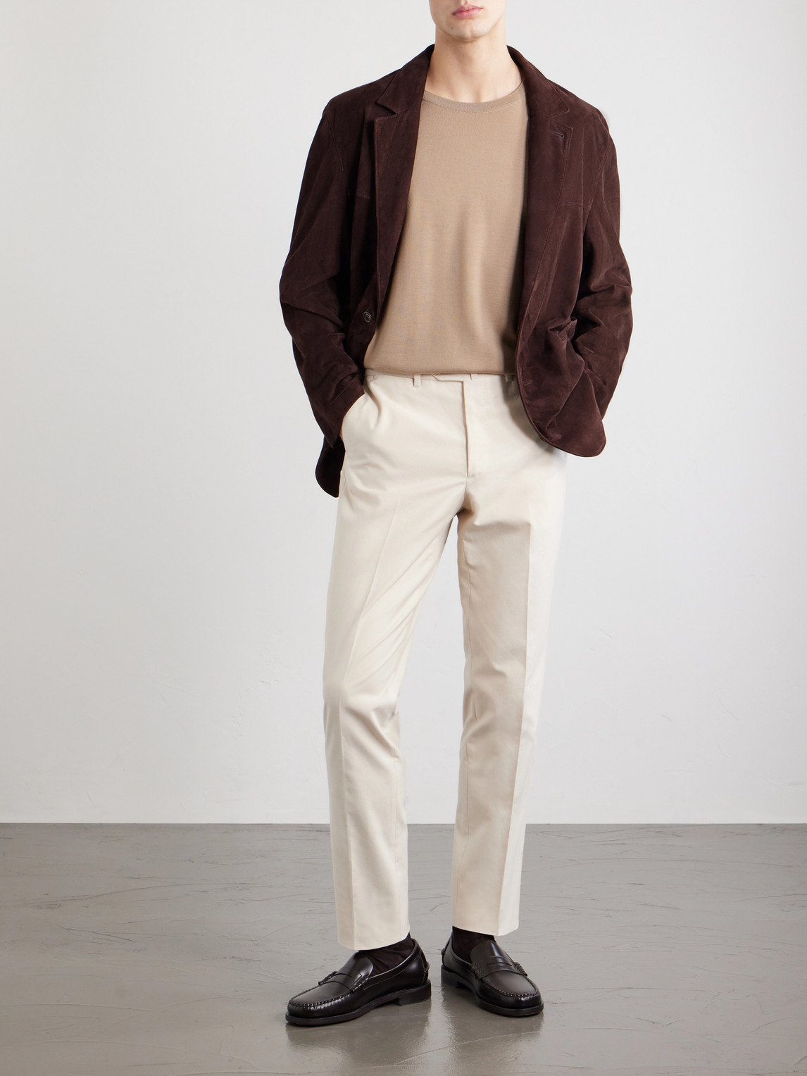 Tapered Cotton And Silk-Blend Twill Trousers