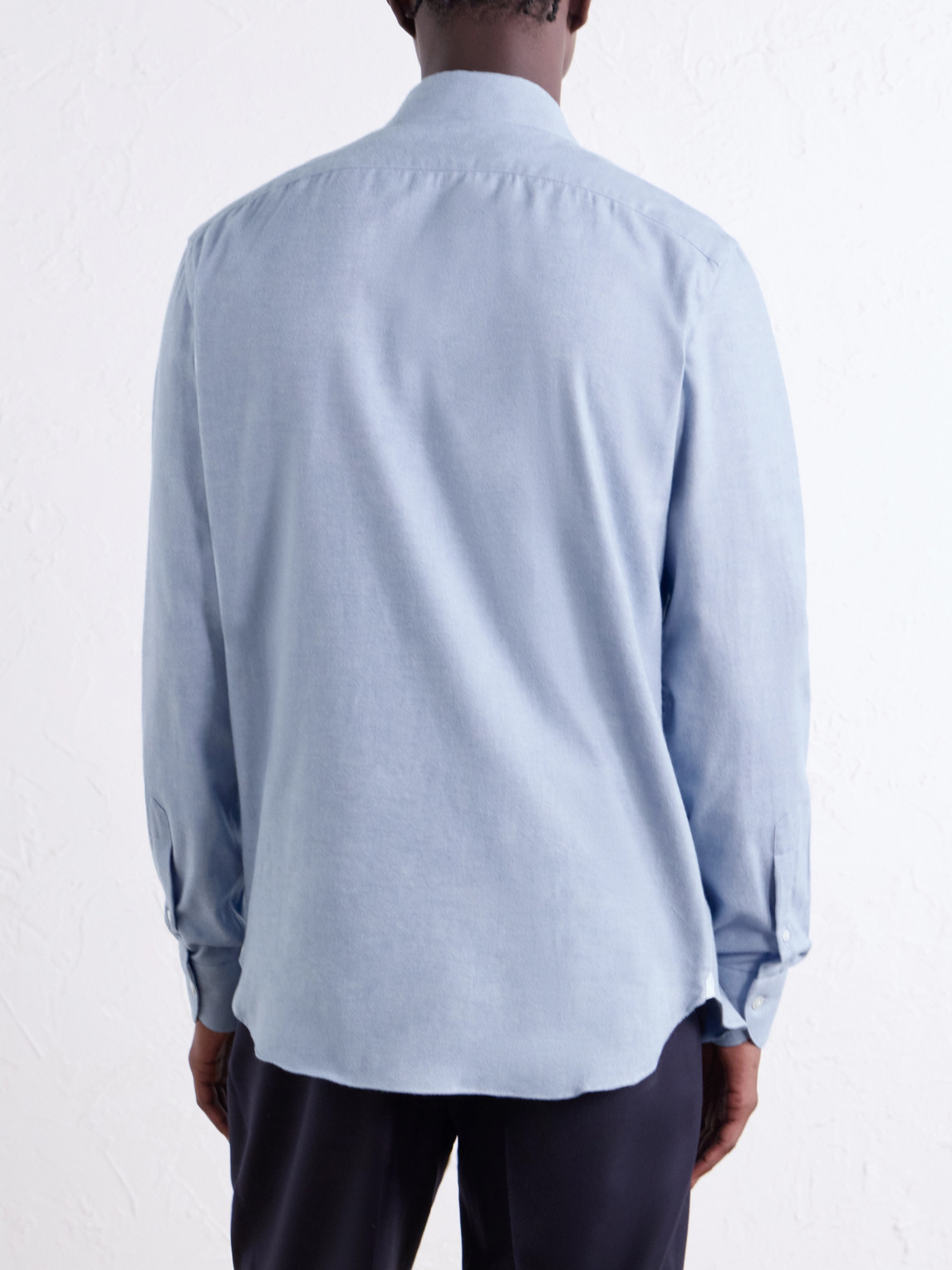 Cutaway-Collar Brushed Cotton-Twill Shirt