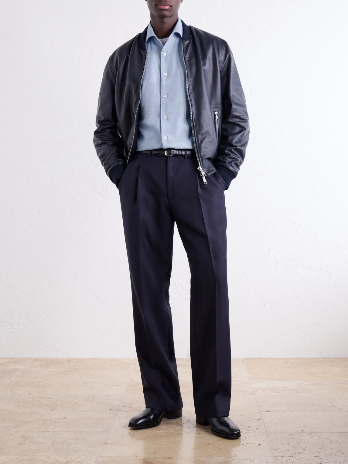 Cutaway-Collar Brushed Cotton-Twill Shirt