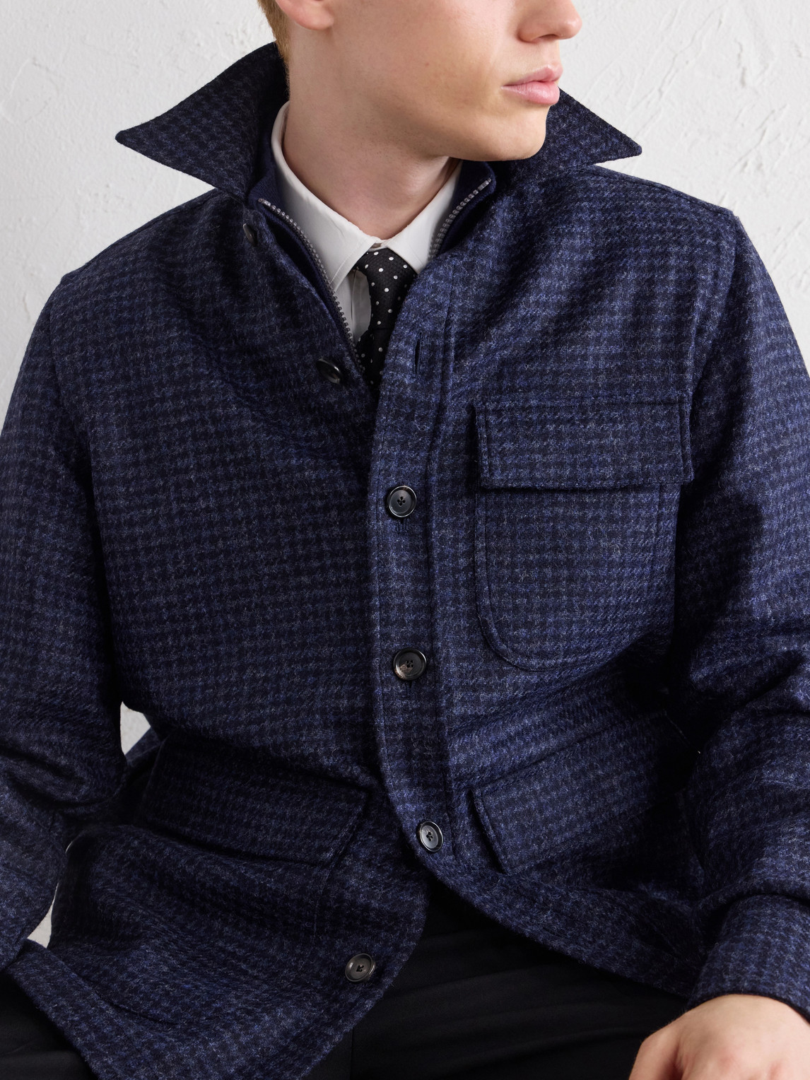 Houndstooth Virgin Wool Overshirt