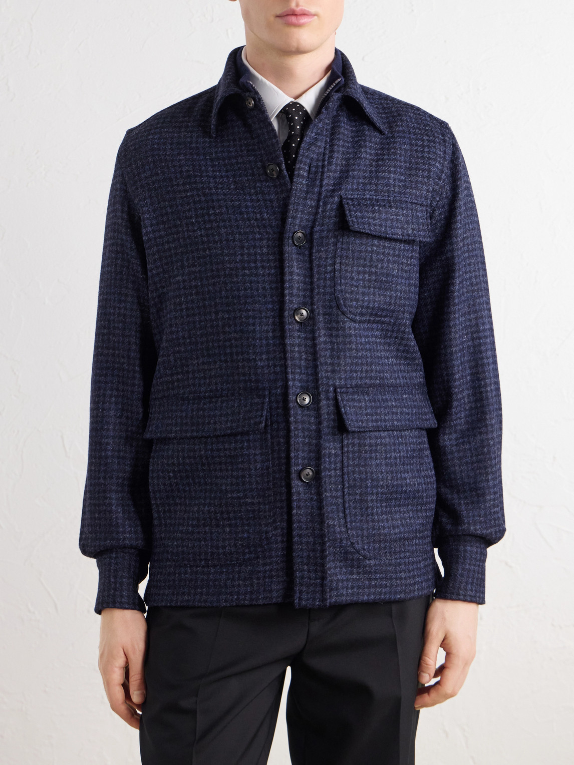 Houndstooth Virgin Wool Overshirt