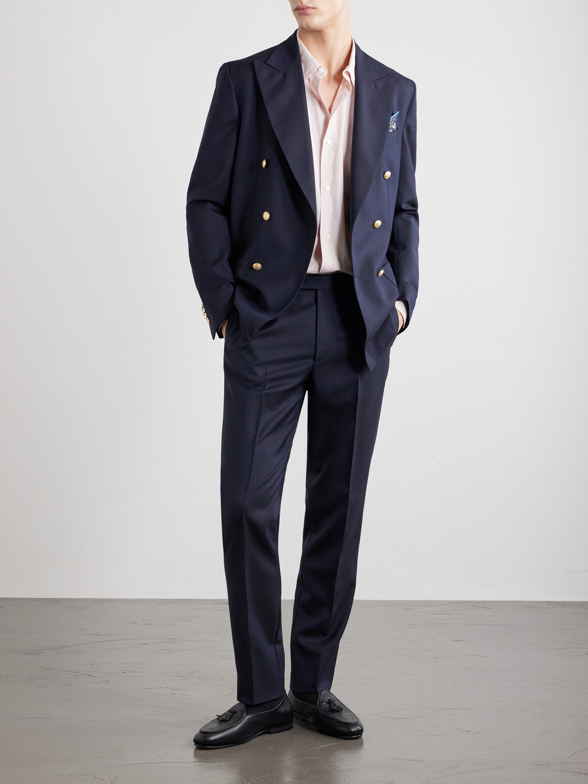 Tapered Virgin Wool Suit Trousers