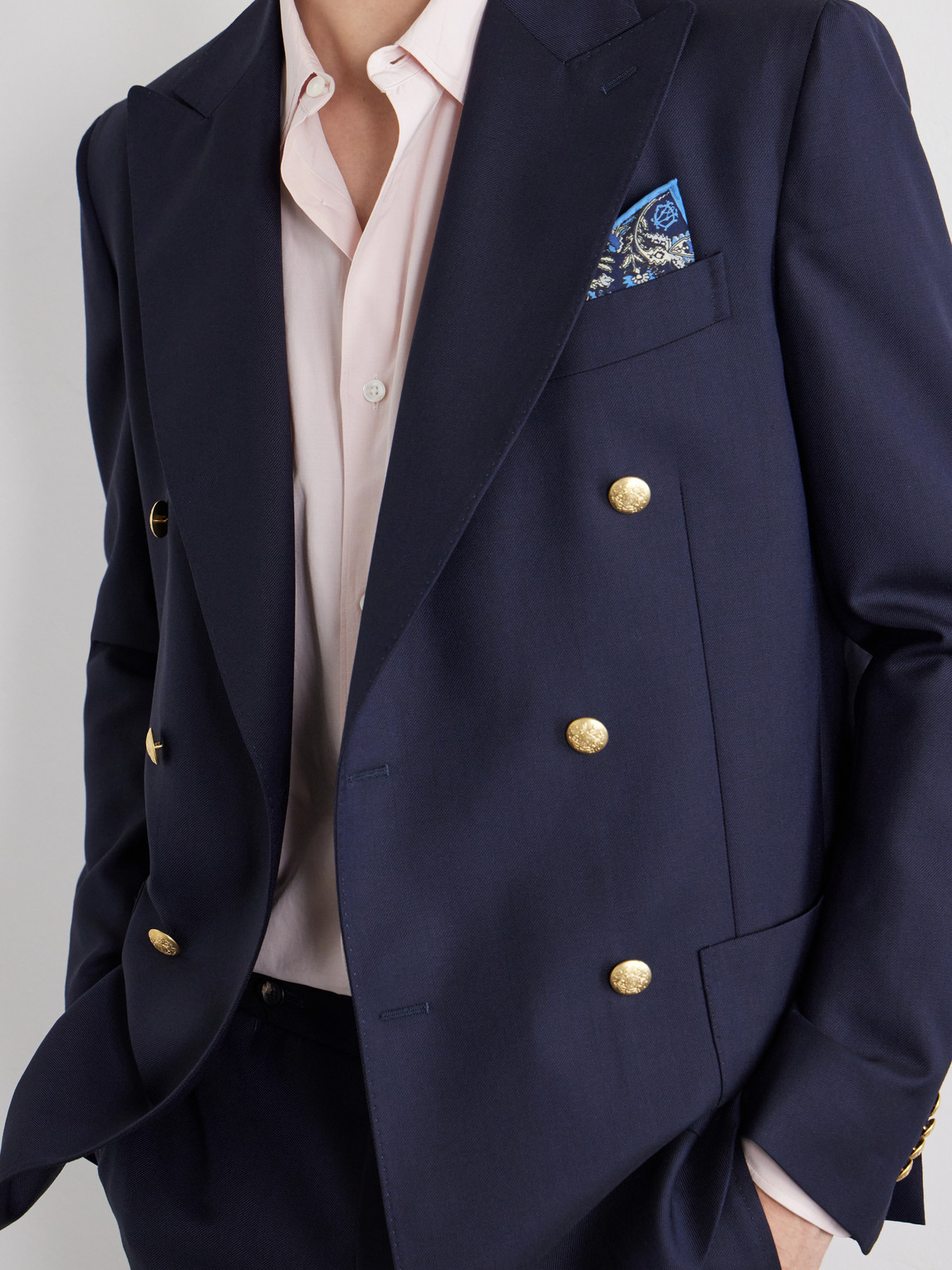 Vesuvio Double-Breasted Wool-Twill Suit Jacket