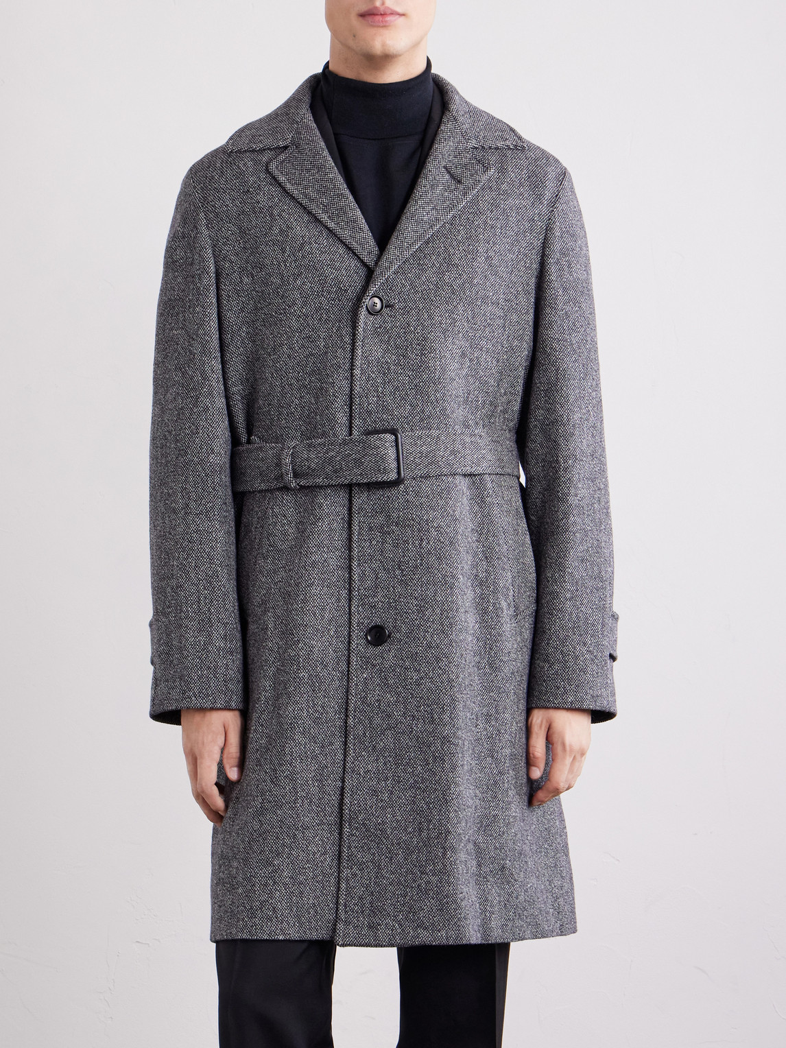 Petrucci Belted Wool And Cashmere-Blend Tweed Coat