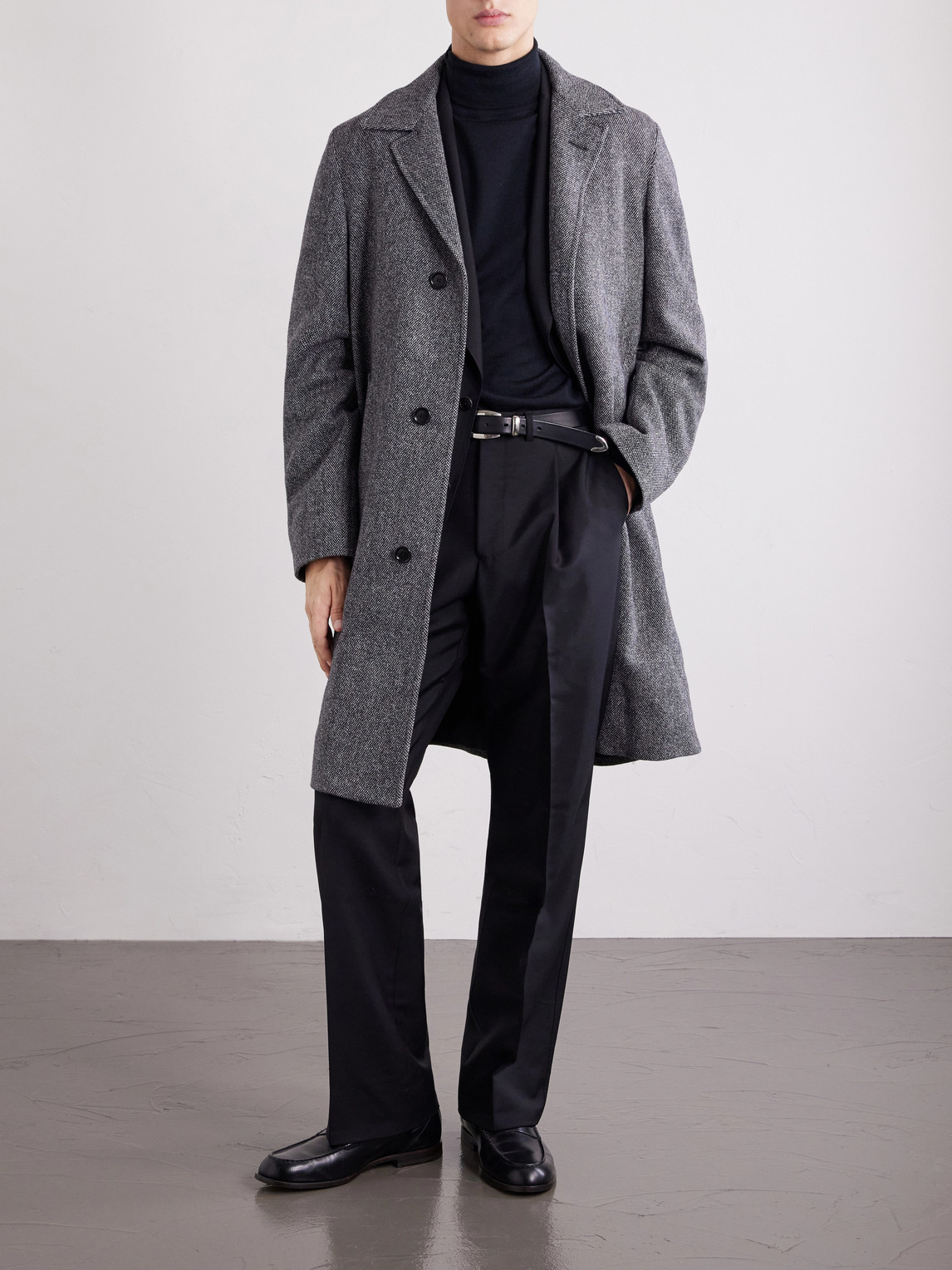 Petrucci Belted Wool And Cashmere-Blend Tweed Coat