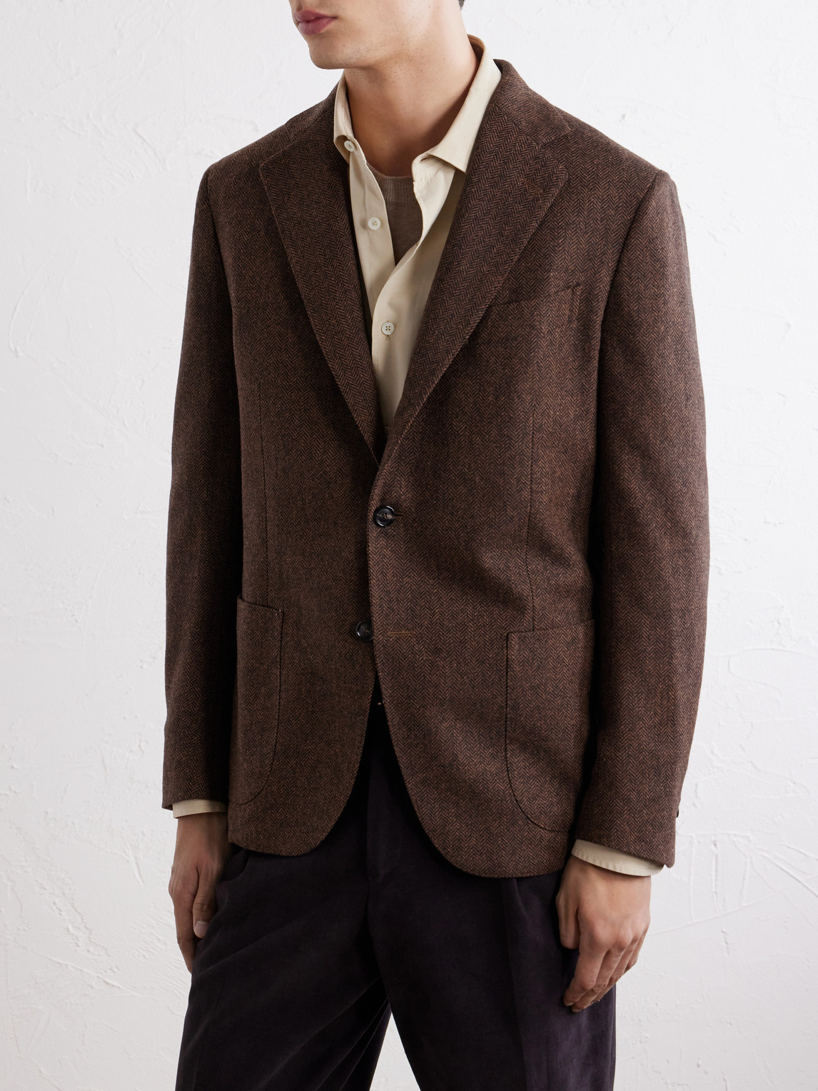 Posillipo Wool And Cashmere-Blend Herringbone Blazer