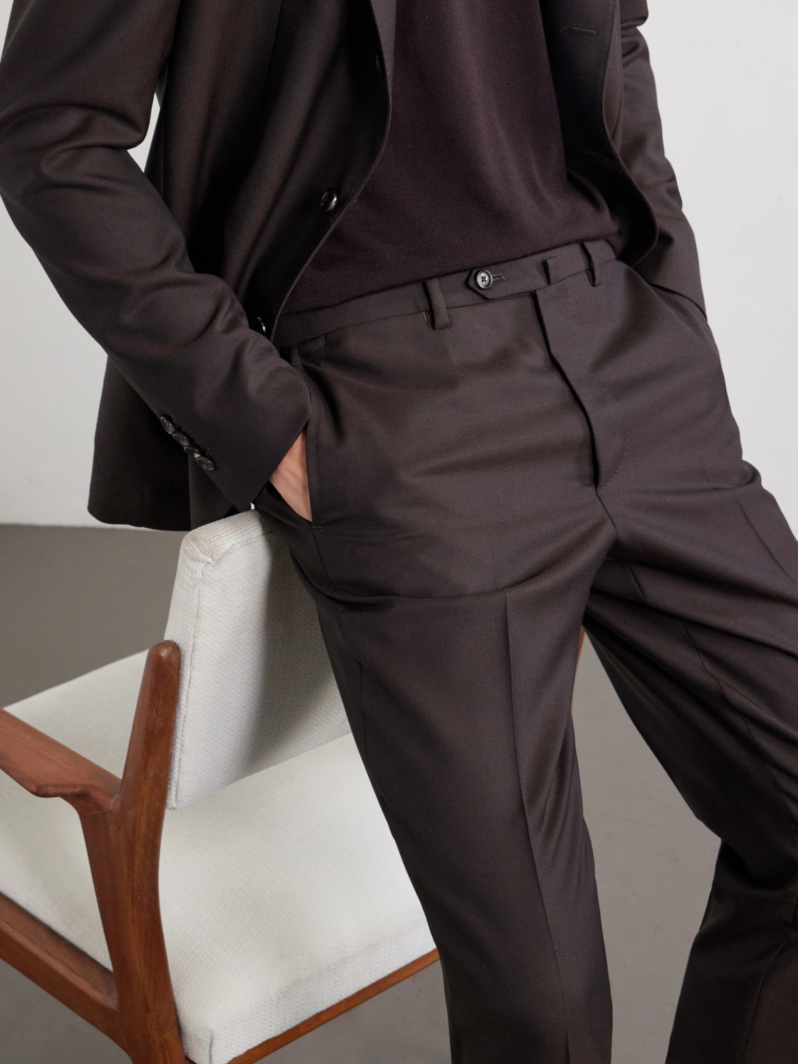 Tapered Virgin Wool Suit Trousers