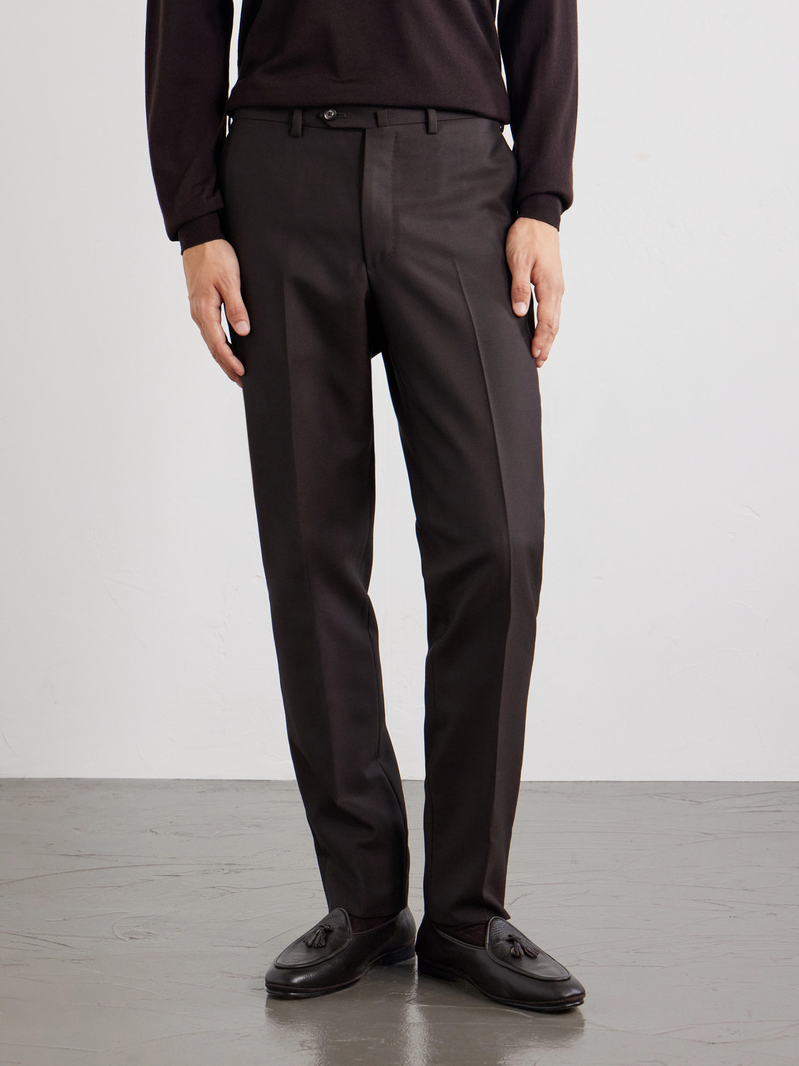 Tapered Virgin Wool Suit Trousers