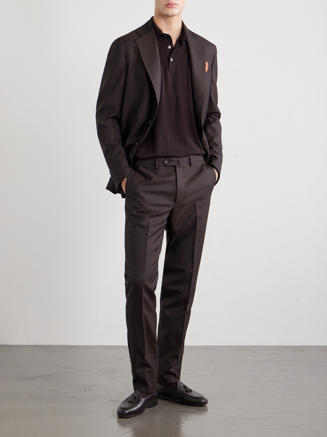 Tapered Virgin Wool Suit Trousers
