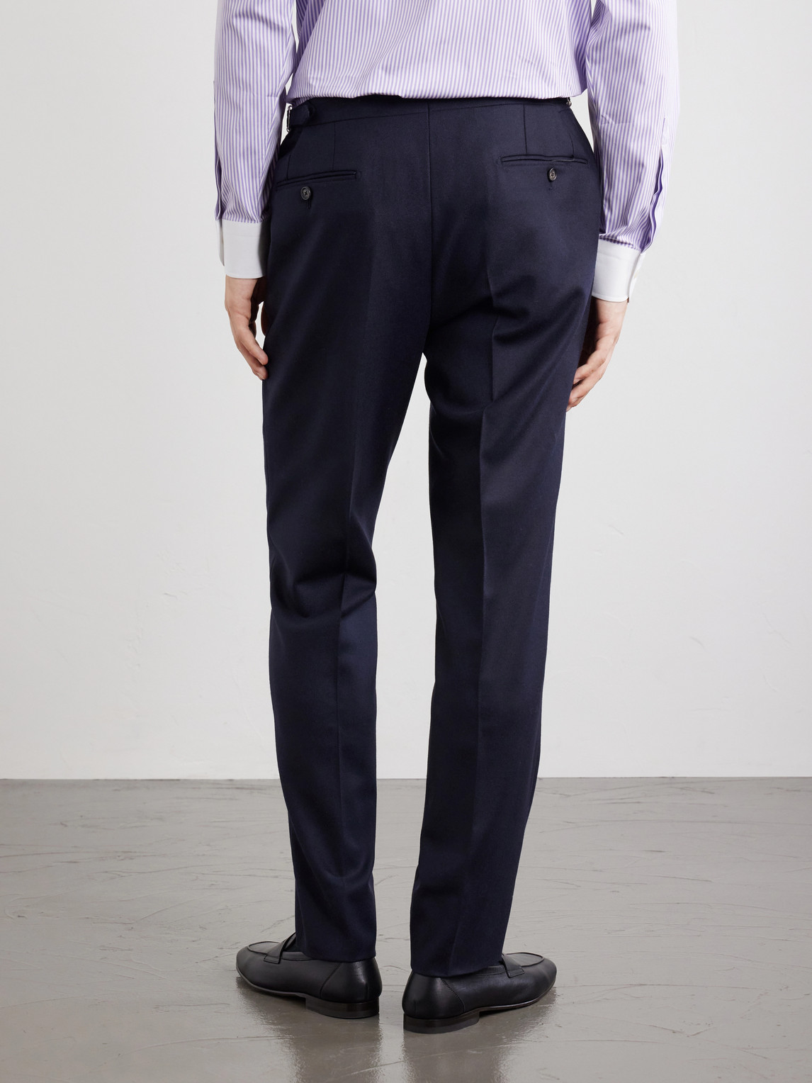 Straight-Leg Pleated Virgin Wool Trousers