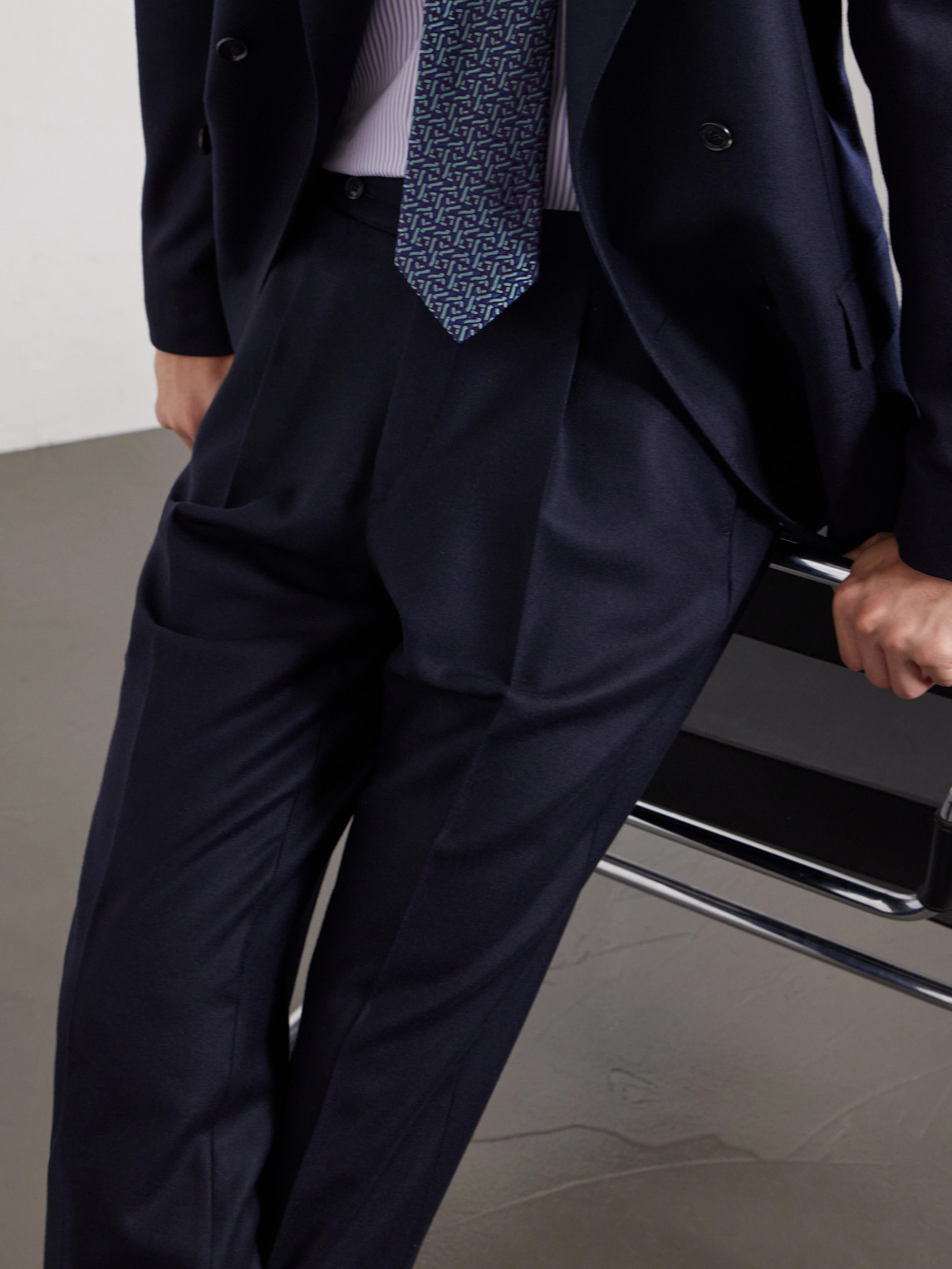 Straight-Leg Pleated Virgin Wool Trousers