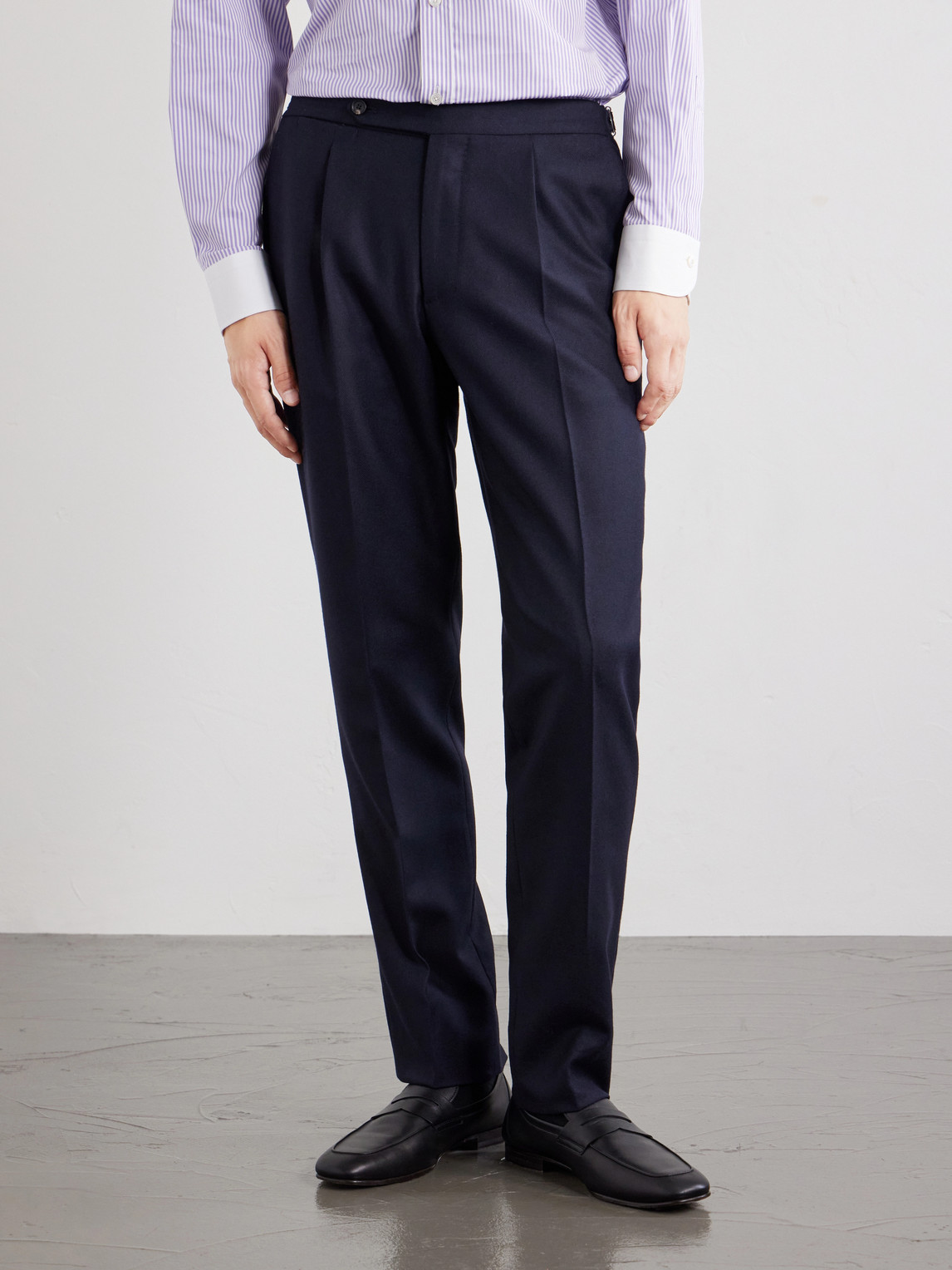 Straight-Leg Pleated Virgin Wool Trousers