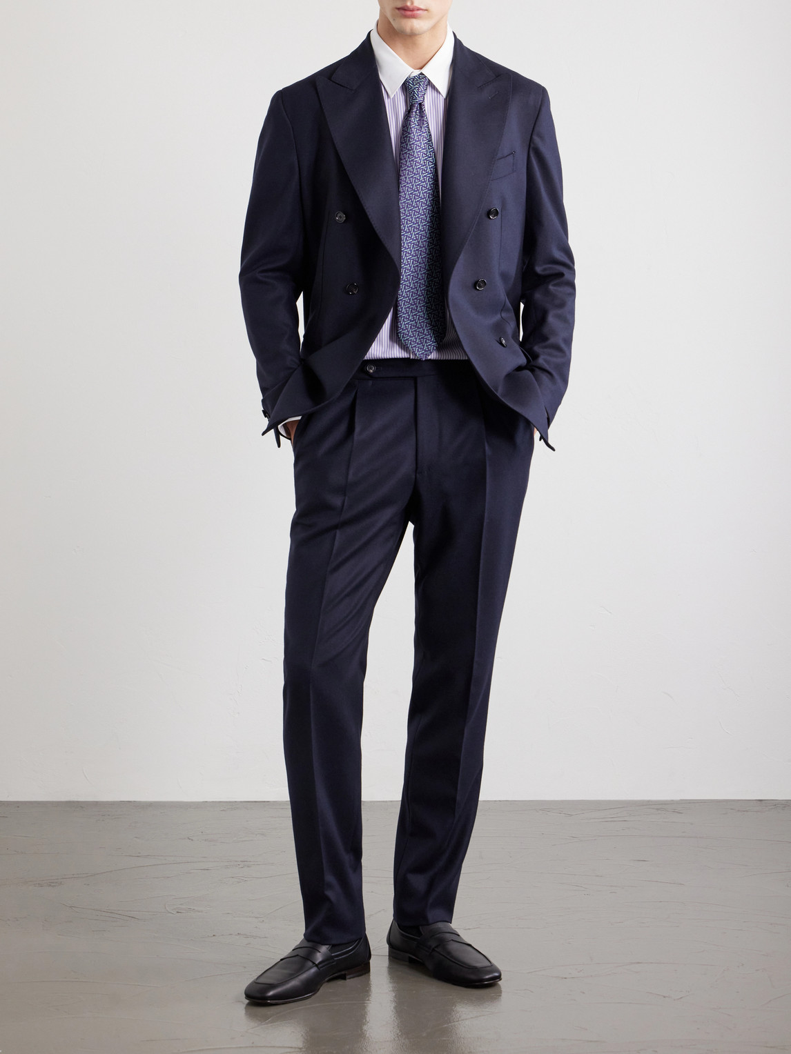 Straight-Leg Pleated Virgin Wool Trousers