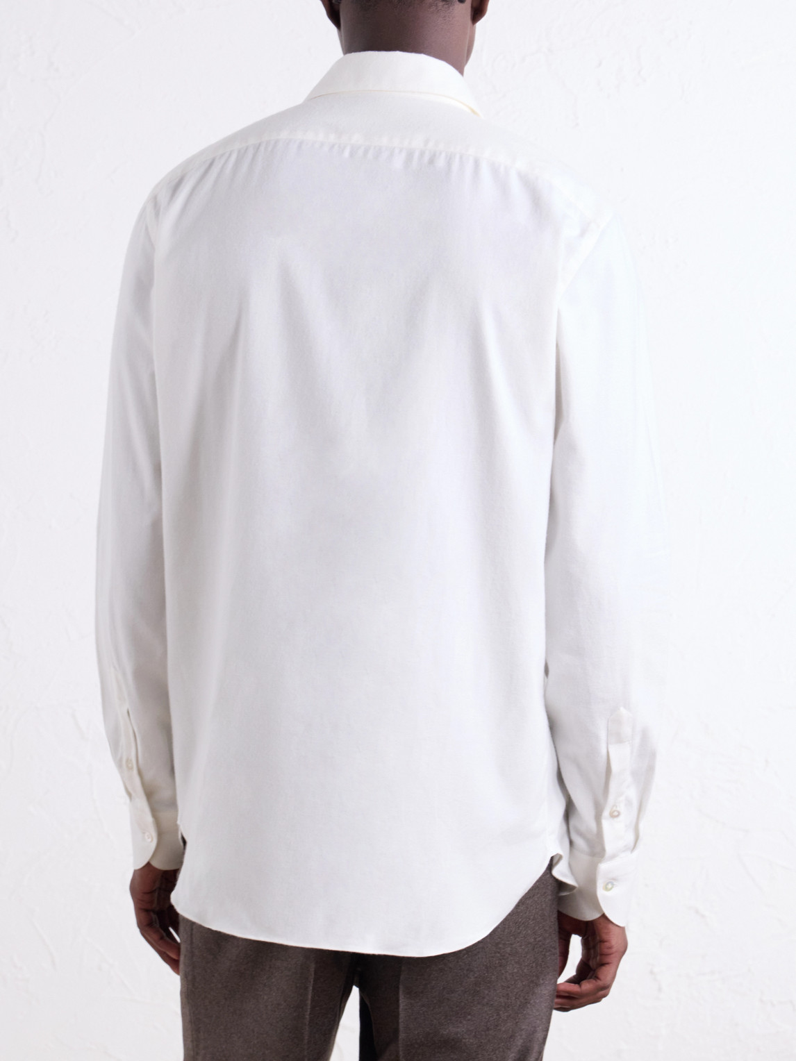 Cutaway-Collar Brushed Cotton-Twill Shirt