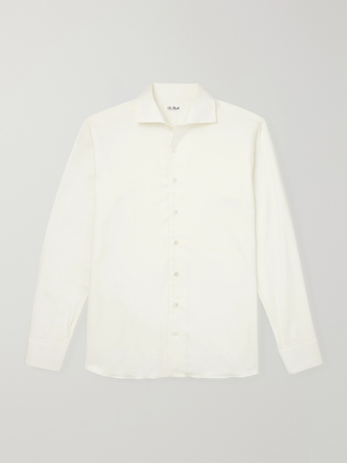 De Petrillo Cutaway-collar Brushed Cotton-twill Shirt In White