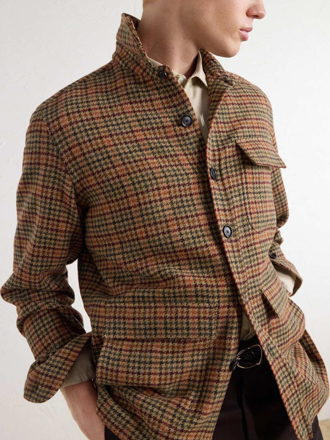 Houndstooth Virgin Wool Overshirt