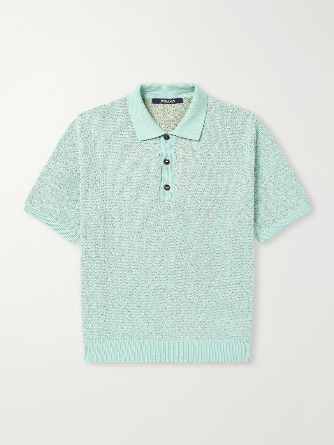 Jacquemus Miami Jacquard-knit Cotton Polo Shirt In Green