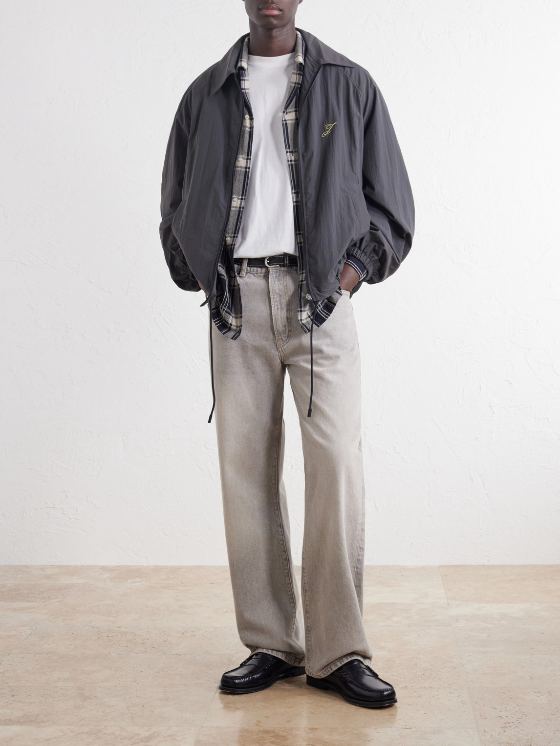 Logo-Embroidered Shell Bomber Jacket